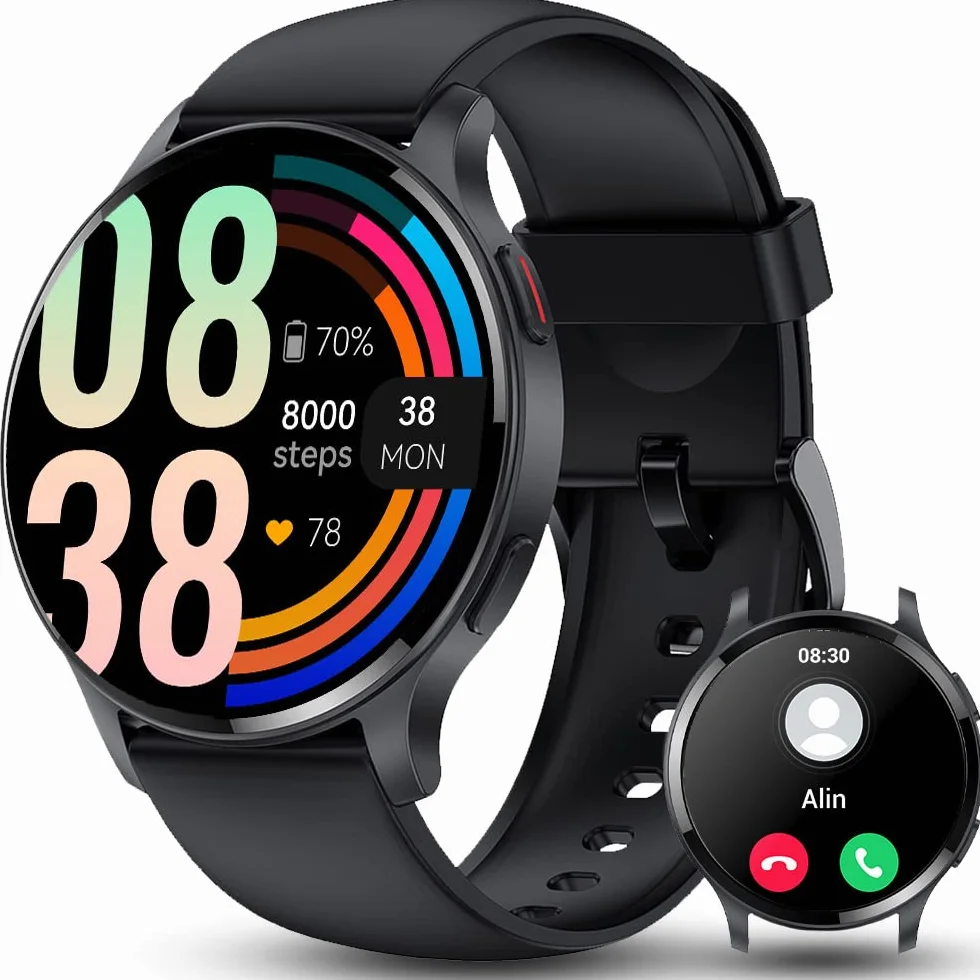 Bmoled męski smartwatch z połączeniem Bluetooth, IP68 wodoodporny 1,45" inteligentny zegarek 100+ tryby sportowe, tętno, oksymetr, krokomierz, tarcza DIY, monitor snu dla Androida iOS