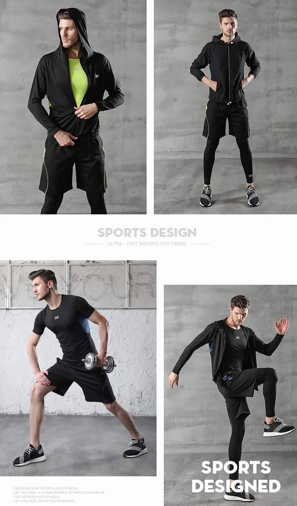 Superora 6-częściowy zestaw odzieży fitness dla mężczyzn odzież treningowa strój fitness odzież gimnastyczna outdoor