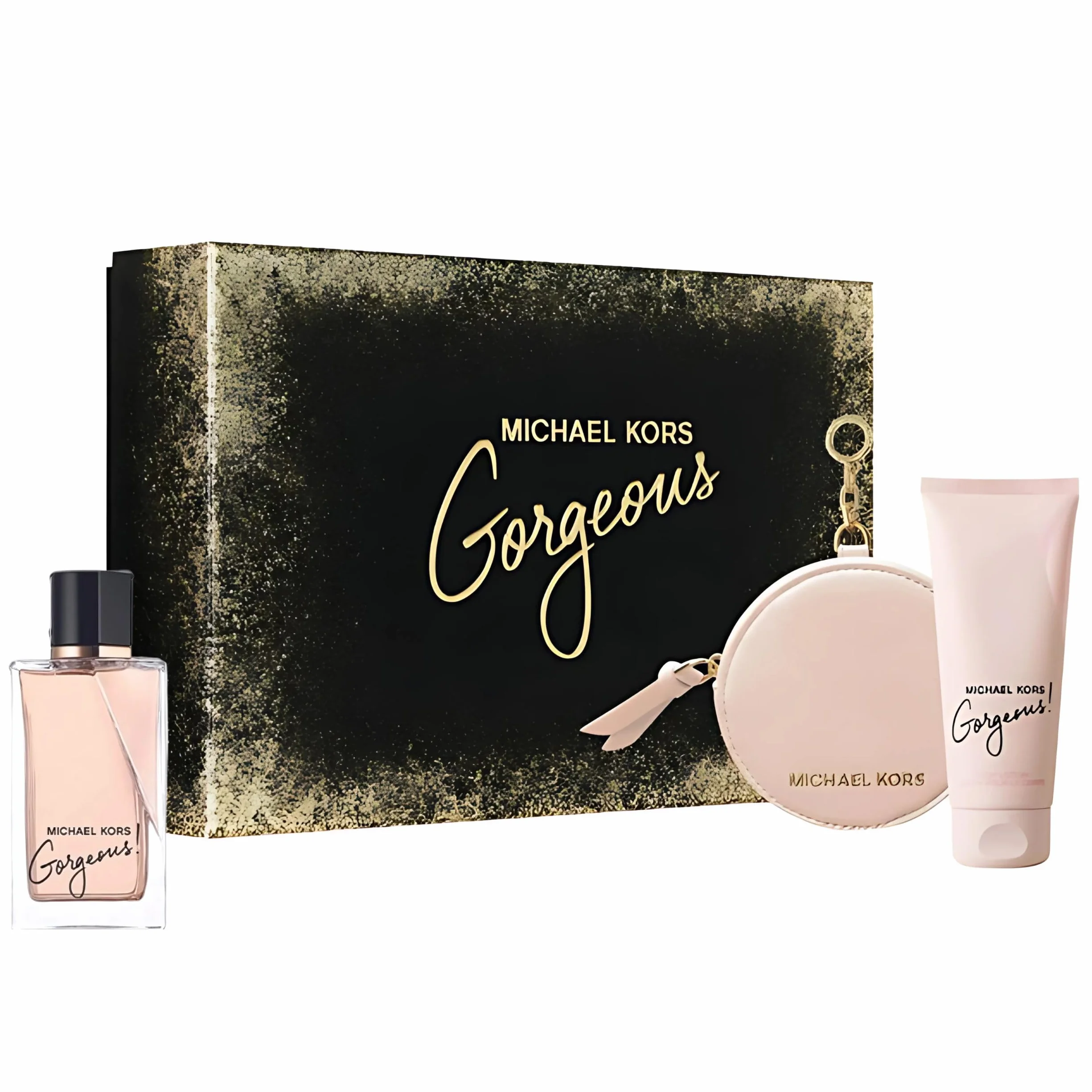 Michael Kors Gorgeous zestaw prezentowy 3,4 uncji EDP Spray balsam do ciała torebka