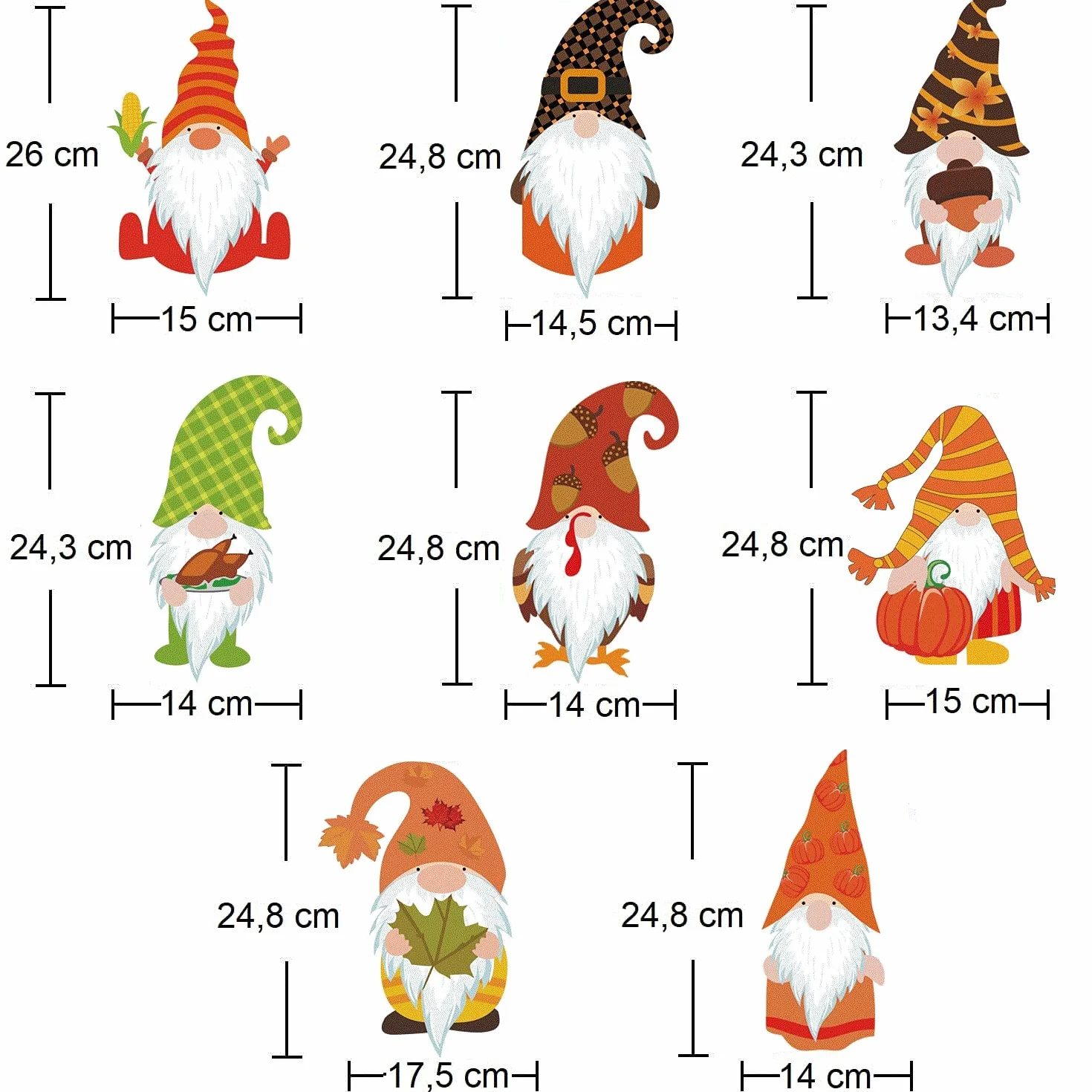 WandSticker4U® - 8 Obrazki na Okno, Słodkie Śliczki + Liście Jesienne w Kolorze Pomarańczowym/Czerwonym, Samoprzylepne, Wielokrotnego Użytku, Dekoracja Jesienna i Zimowa