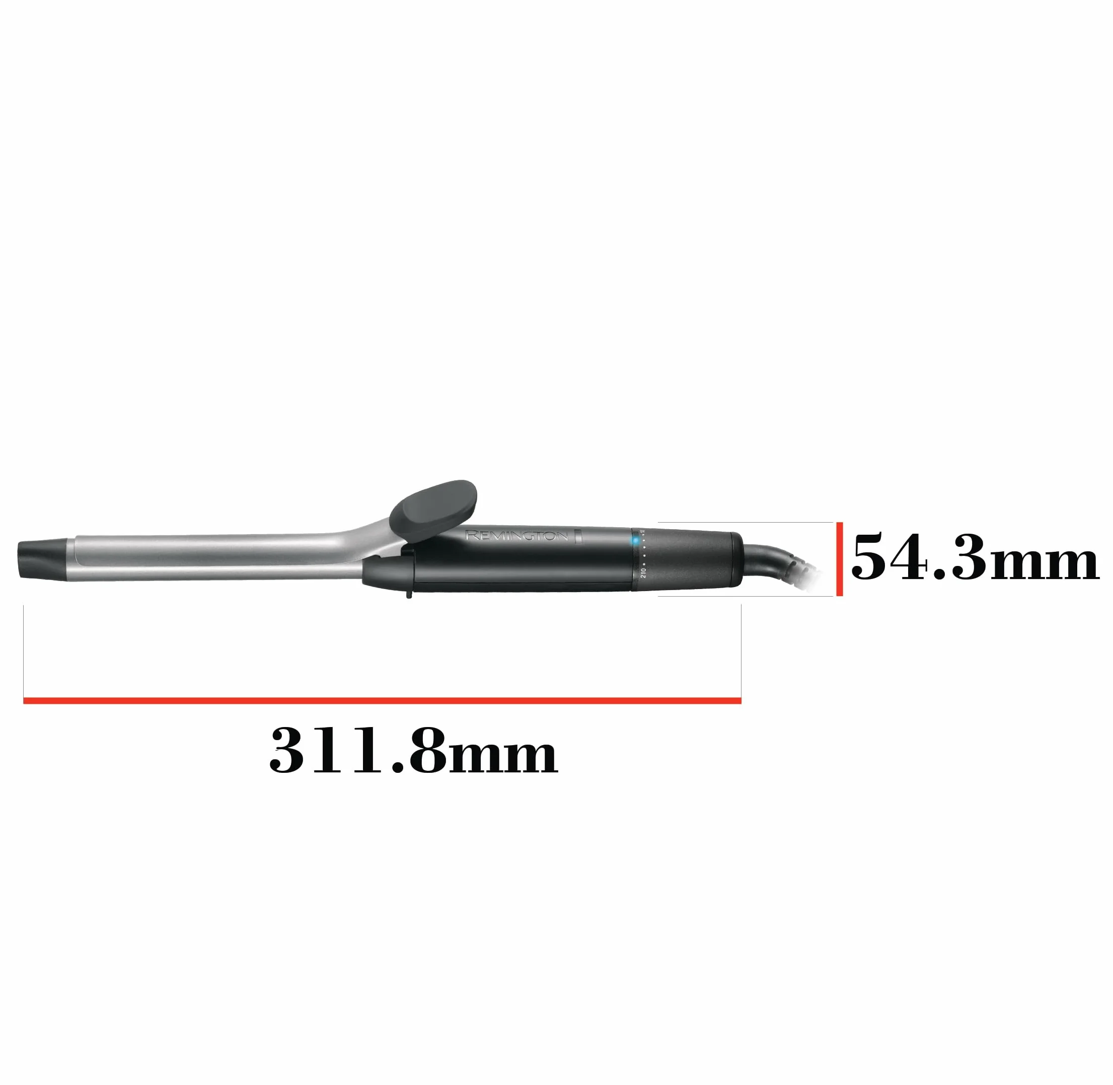 Remington lokówka do włosów, małe loki 19mm, 4-krotna ochrona, antystatyczna ceramiczna powłoka, wyświetlacz cyfrowy do 210°C, z zaciskiem, Pro Sprial Curl CI5519