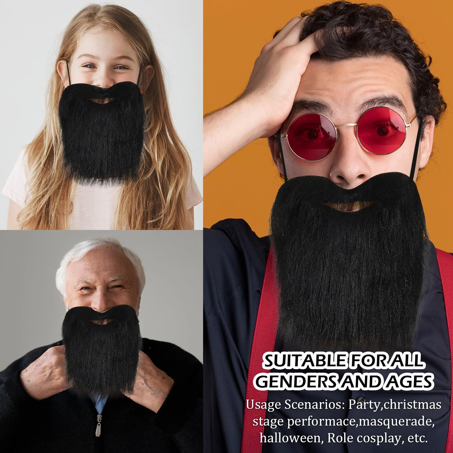 Sztuczna broda, 1 sztuka, realistyczna sztuczna broda, wygodna, łatwa do noszenia, na Halloween, Boże Narodzenie, imprezę, karnawał, akcesoria do cosplay