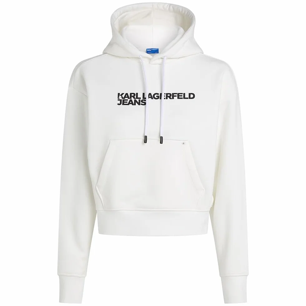 Karl Lagerfeld Jeans, Damskie, Essentail Logo Hoddie, Regular Fit, Biały, S