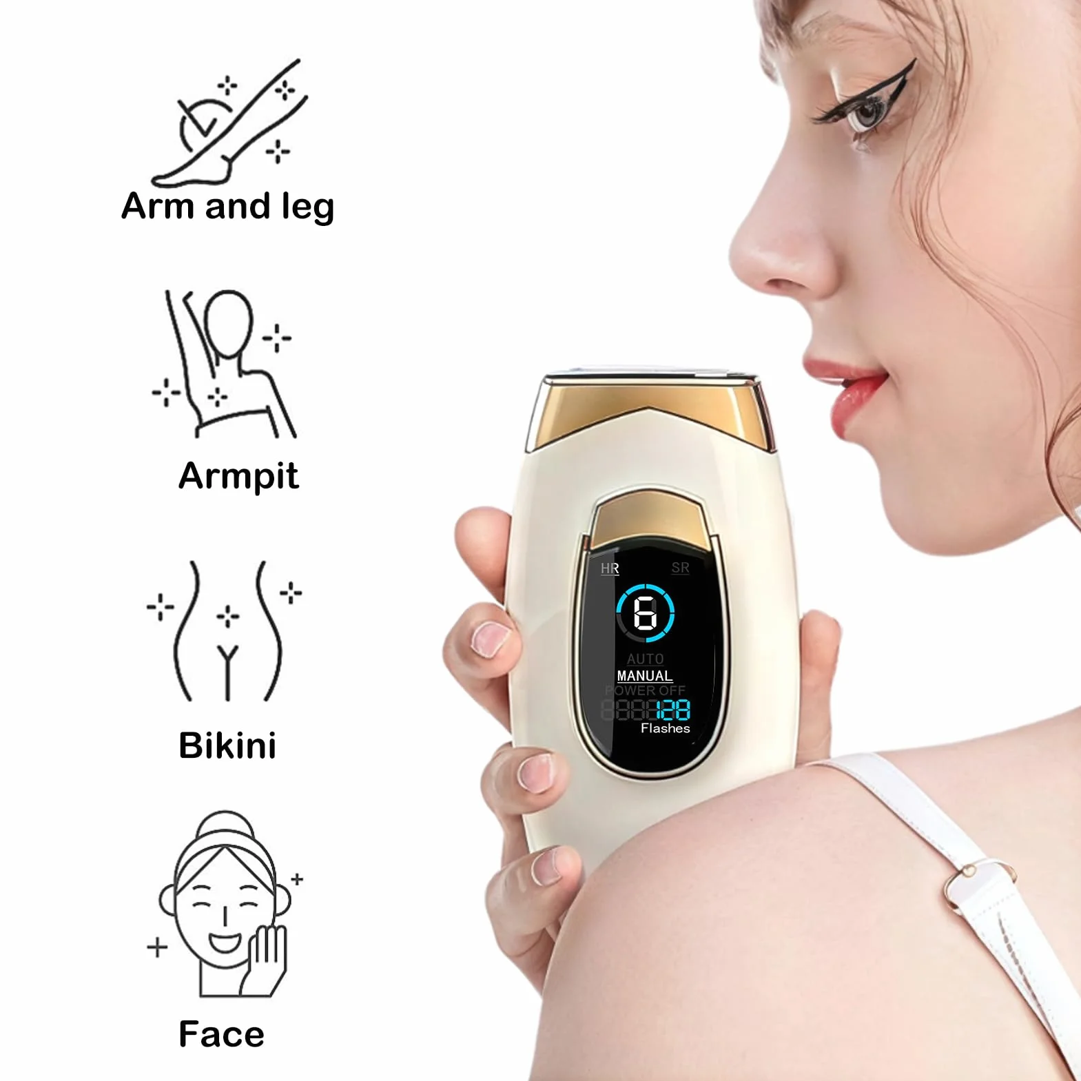 Lumisilk Luminia IPL Depilator, trwała redukcja włosów, zestaw z okularami, matowy off-biały