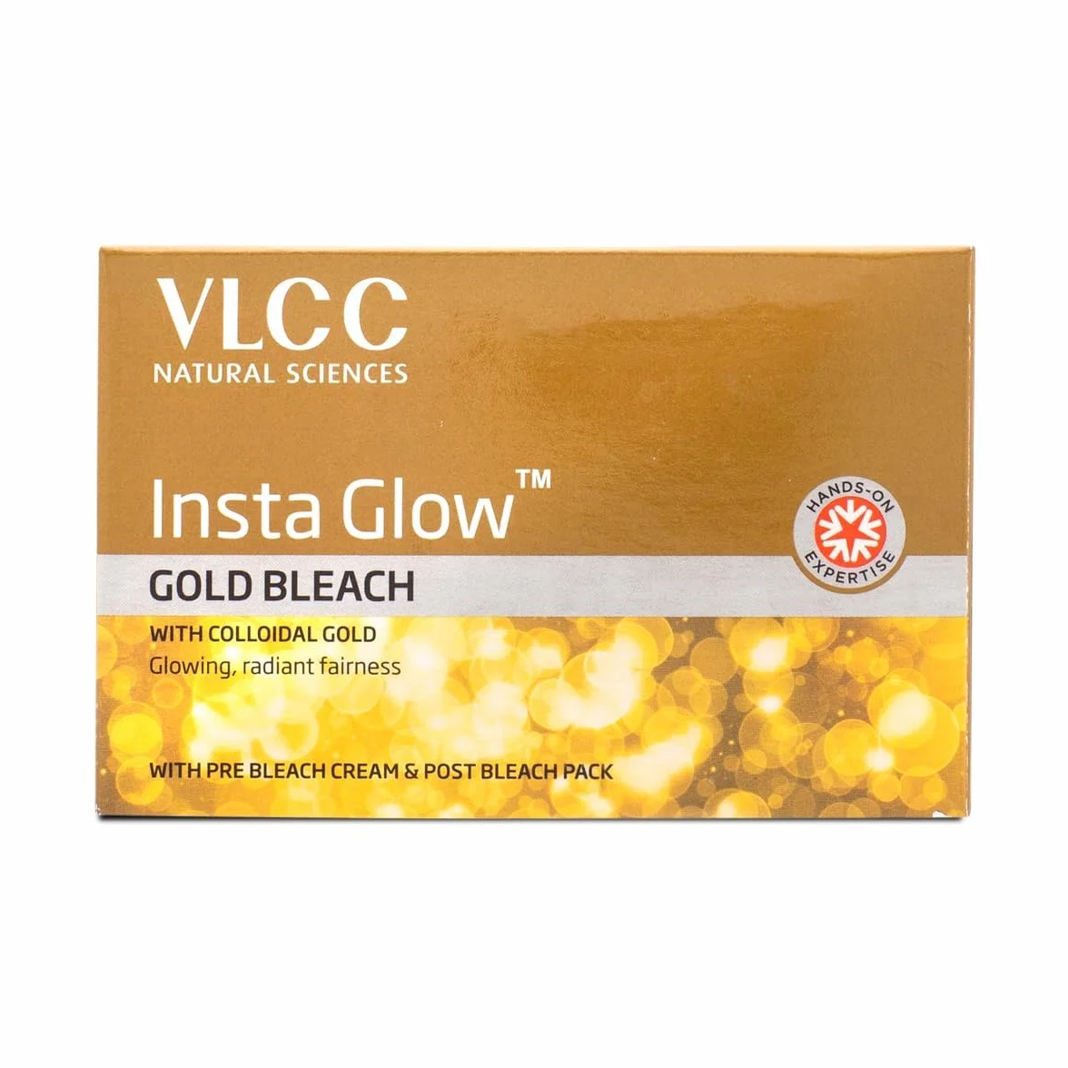 Vlcc Insta Glow Gold Bleach ze złotym tlenkiem do blasku i promieniami uczciwości 60 g