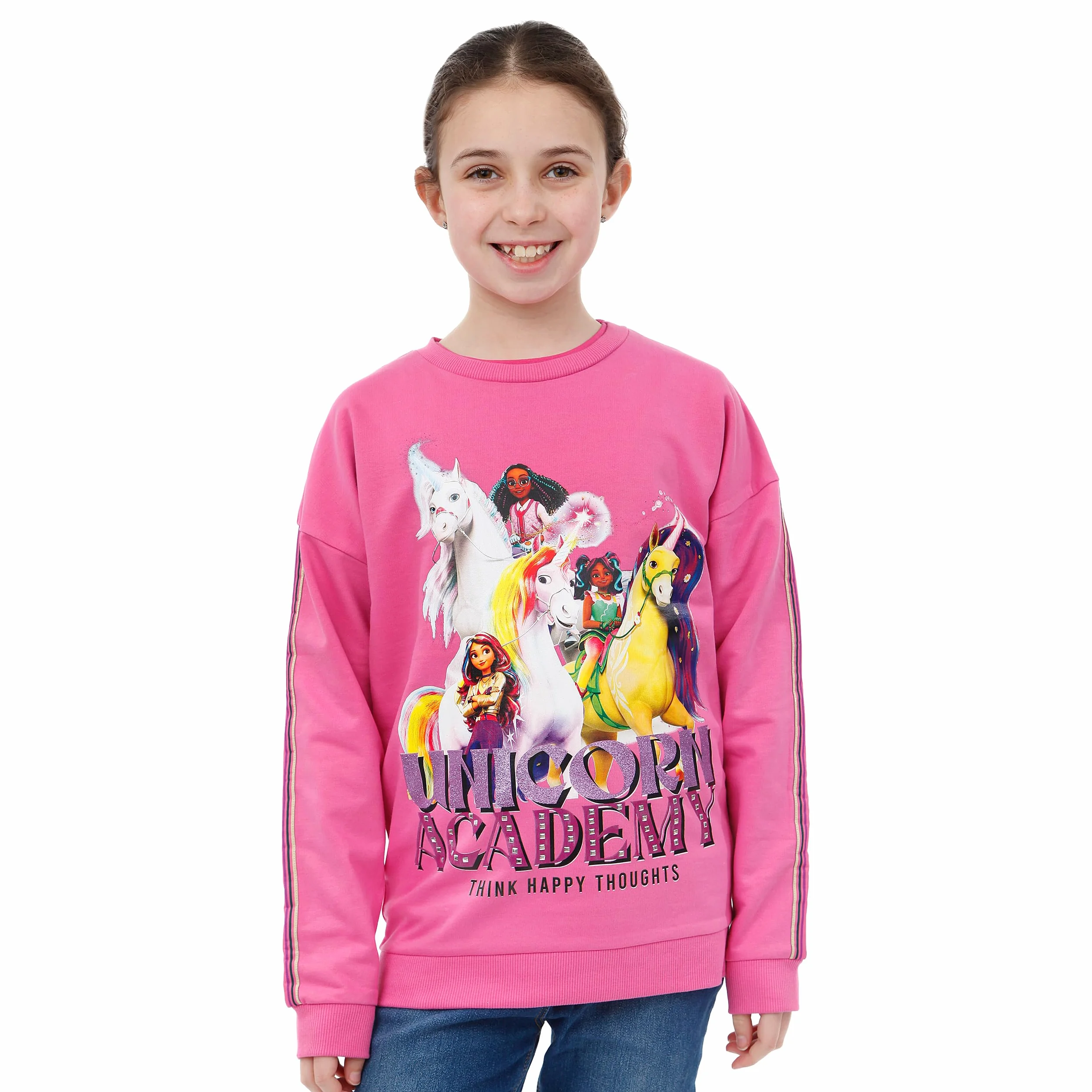 Bluza Dla Dziewcząt Z Akademii Jednorożców | Bluza Z Jednorożcem Dla Dziewcząt | Bluza Dla Dzieci Sophia I Wildstar | Różowy 128