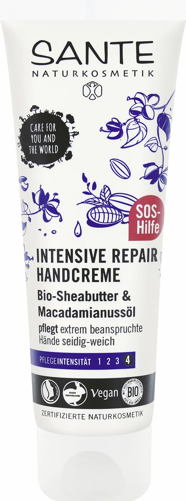 SANTE Naturkosmetik Intensywny regenerujący krem do rąk, bardzo zestresowany pielęgnacja dłoni, naturalna pielęgnacja dłoni, wegański, 75 ml
