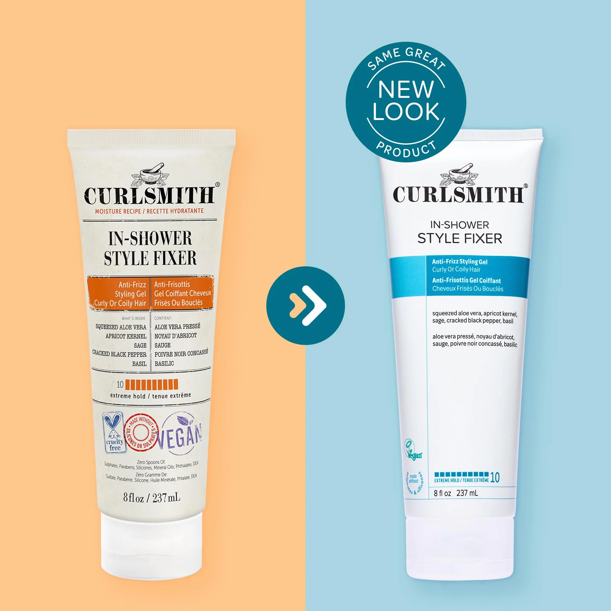 Curlsmith - In Shower Style Fixer - Vegan Extreme Hold Styling Gel for Dry, Wavy, Curly lub Coily Hair (8 uncji)