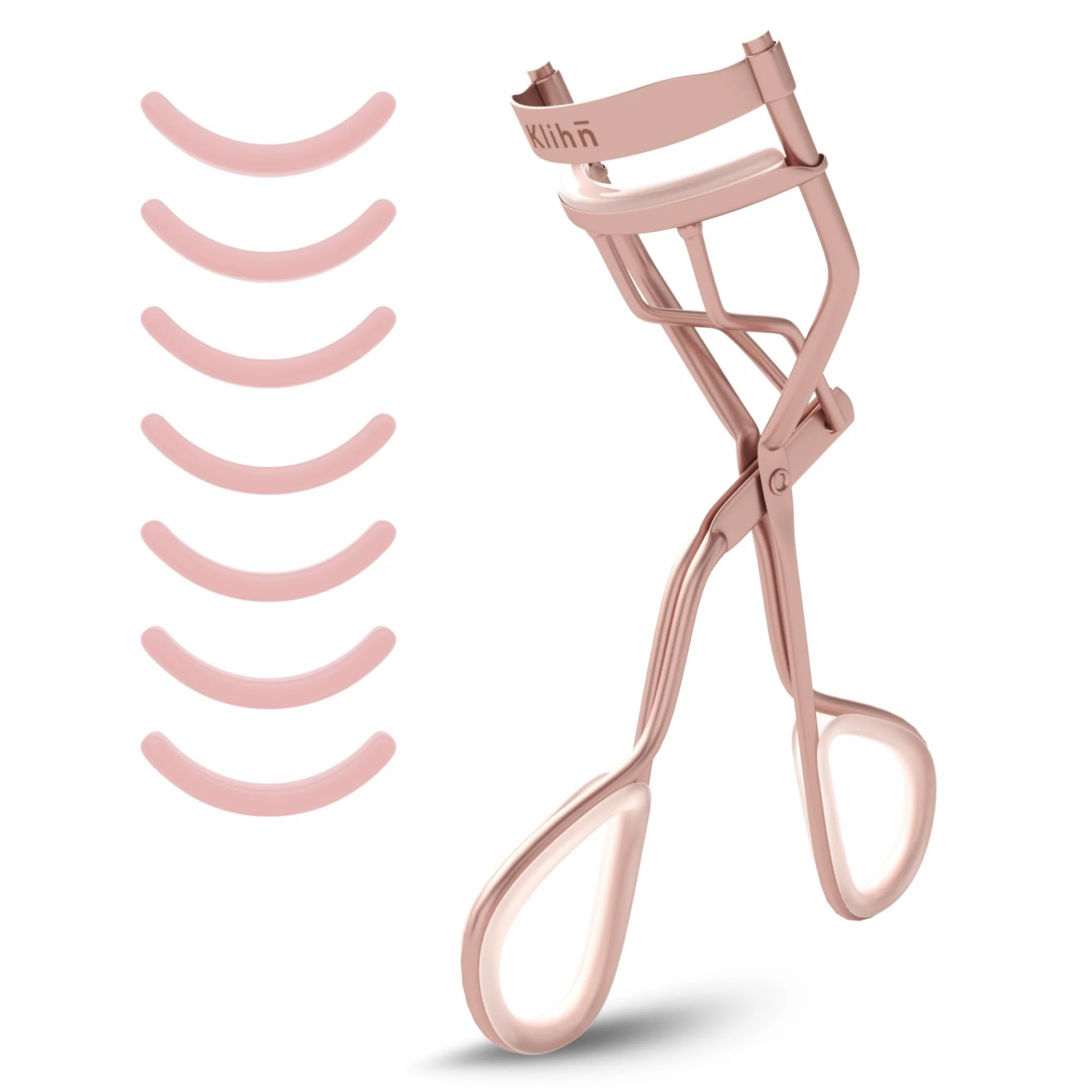 Ekskluzywna zalotka do rzęs, eyelash curler z 8 dodatkowymi wymiennymi silikonowymi nakładkami - Narzędzie do makijażu z wysokiej jakości stali węglowej idealnie podkręconych rzęs wykonane