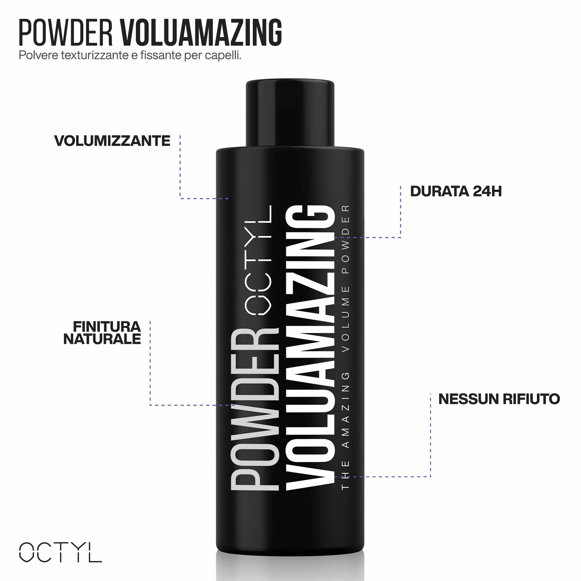 OCTYL - Voluamazing Powder | Proszek do włosów męskich | Tekstura i objętość z matowym wykończeniem | Puder objętości teksturujący | Proszek do stylizacji włosów dla mężczyzn i kobiet | 20 gr.