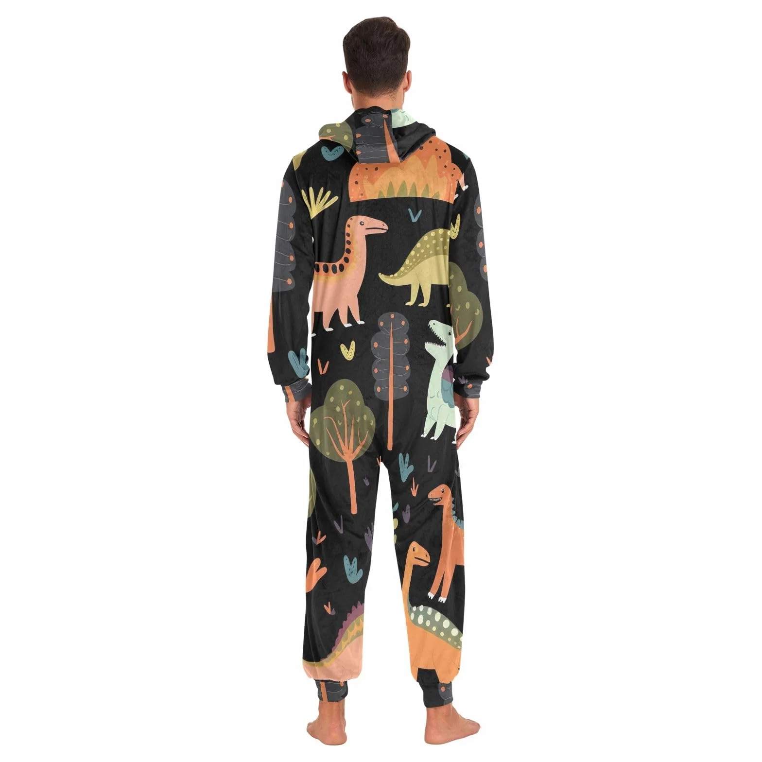 GAIREG Dinozaury Drzewa Dorosłych Piżama Onesie, Miękka Bluza Z Kapturem Jednoczęściowa Bielizna Nocna dla Mężczyzn Kobiet