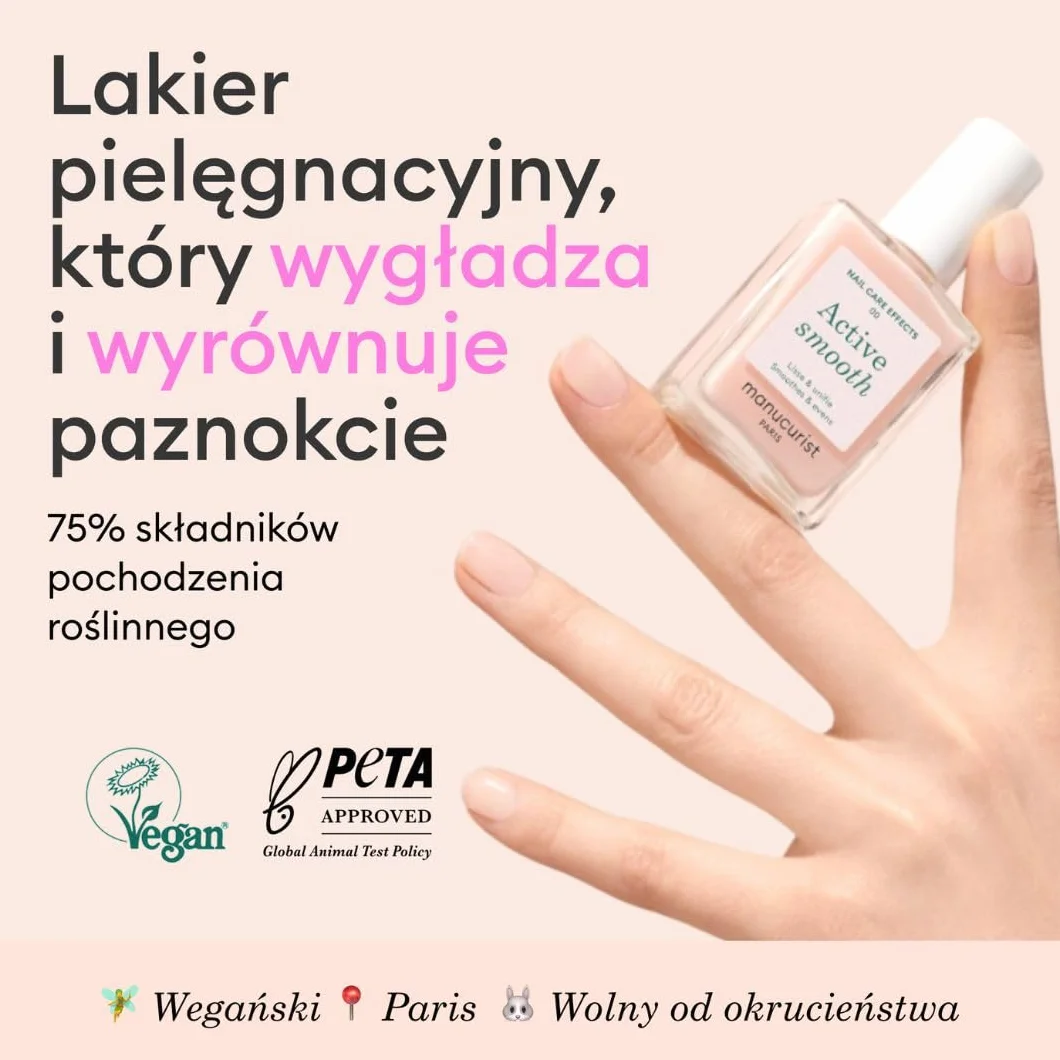 Manucurist Active Smooth 00 Nail Concealer Polish & Care - 2 w 1 Nude Nail Polish: Wzmocnienie i wzrost paznokci - Korektor do paznokci - Wypełniacz do paznokci - Naturalny lakier do paznokci