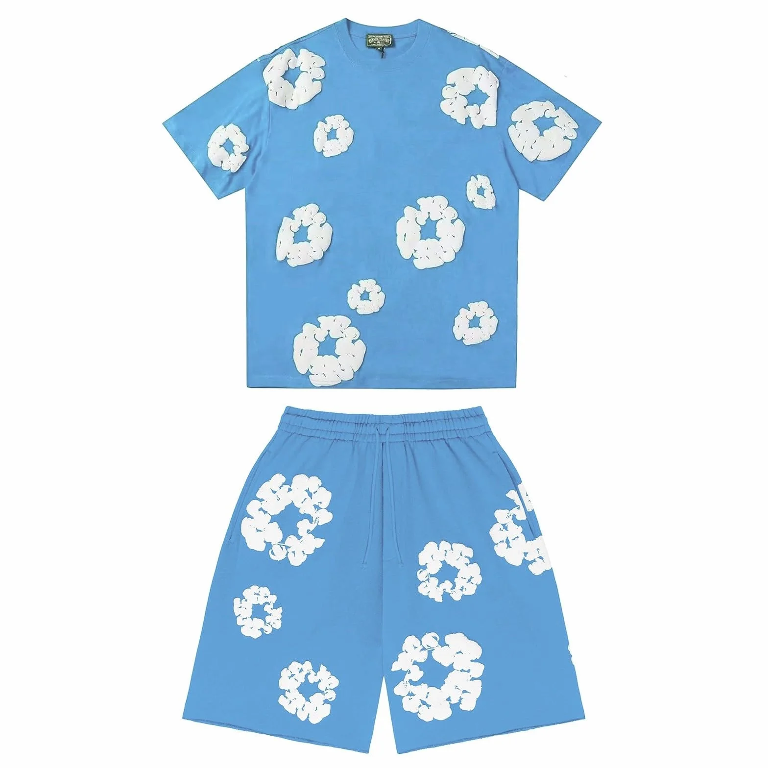 Męski dres do joggingu, koszulka i szorty, zestaw męskich szortów i t-shirtów, letni, dwuczęściowy strój treningowy, dres sportowy, krótki rękaw, rozciągliwy, strój fitness, na plażę, urlop, S