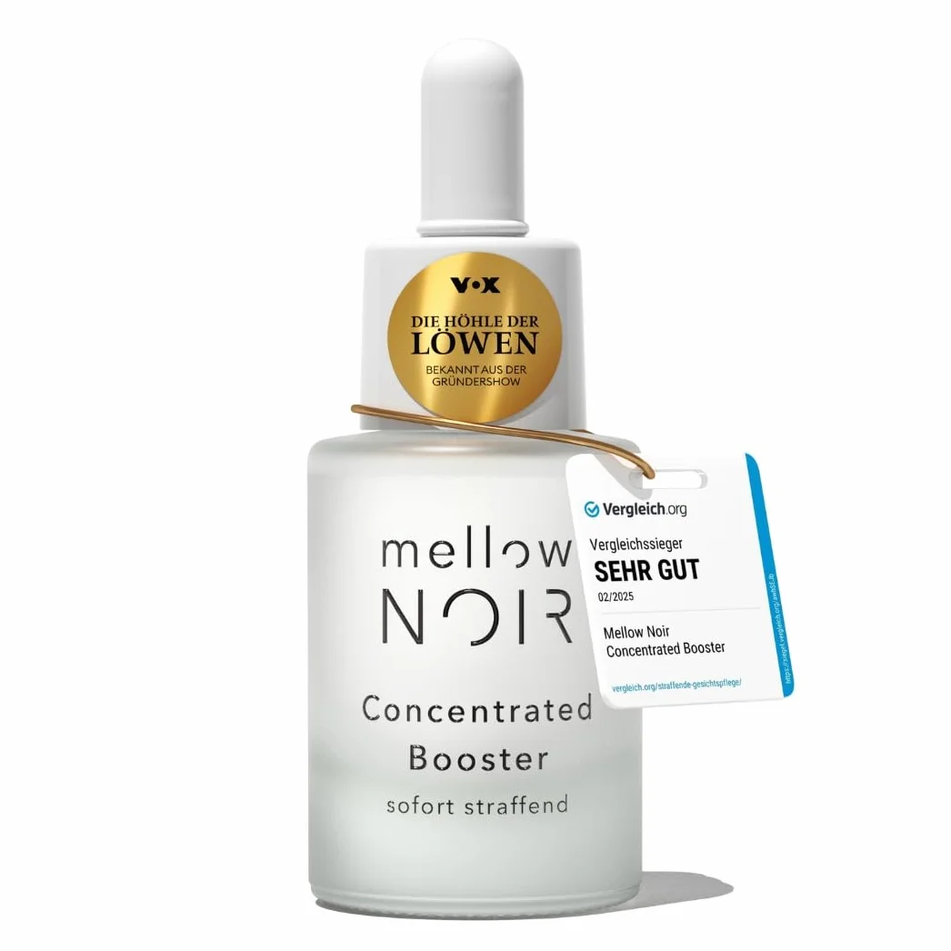 mellow NOIR Koncentrowany Booster 15 ml | Natychmiastowe ujędrnianie | Hyaluron Serum do twarzy | Serum do oczu | Serum do pielęgnacji oczu i pielęgnacji twarzy | Wegańskie | Certyfikowane kosmetyki