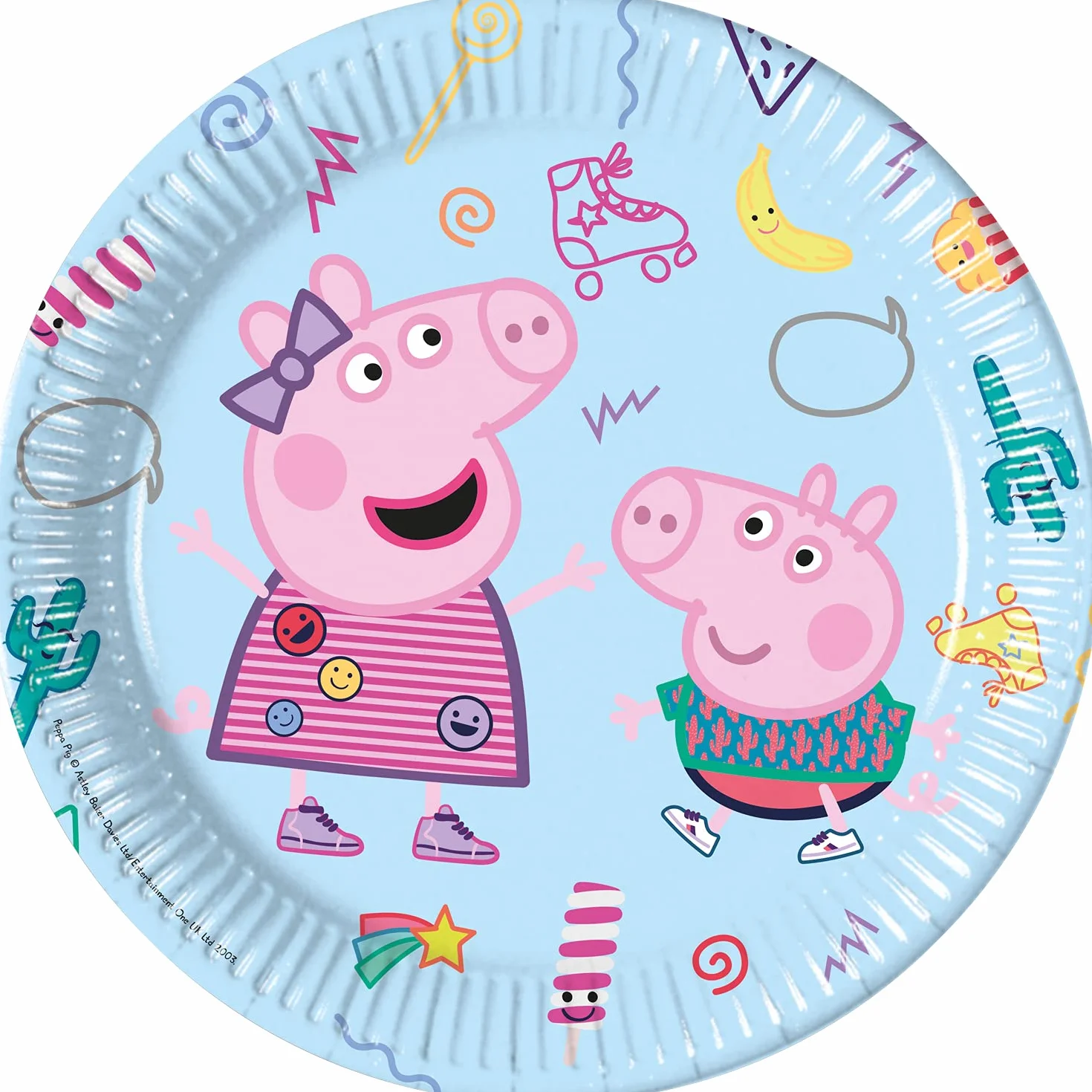 Procos 93436 - Talerz imprezowy Peppa Wutz, rozmiar 23 cm, 8 sztuk, jednorazowe talerze z papieru, urodziny dziecka, naczynia na imprezę, FSC