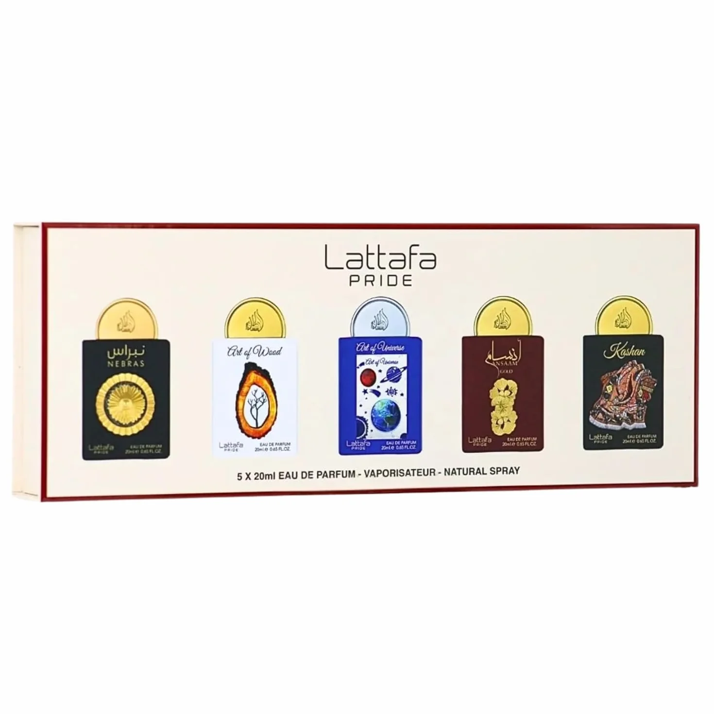 Lattafa Zestaw upominkowy Pride Perfumy z kolekcji nr 3 (5 x 20 ml) | Luksusowy zestaw upominkowy perfum dla mężczyzn i kobiet | arabskie długotrwałe zapachy | Mini spray podróżny