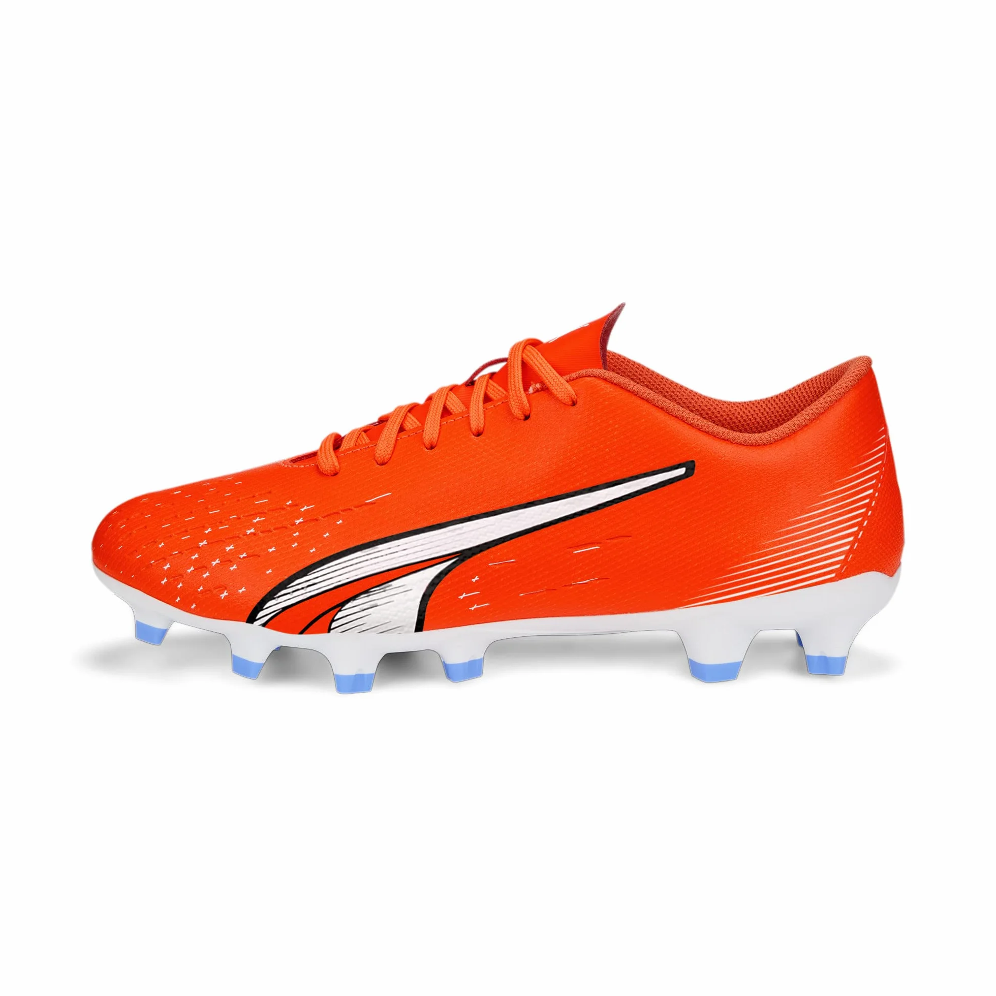 PUMA Damskie buty piłkarskie Ultra Play Fg/Ag WN's, Ultra pomarańczowy Puma biały niebieski błyszczący, 37.5 EU