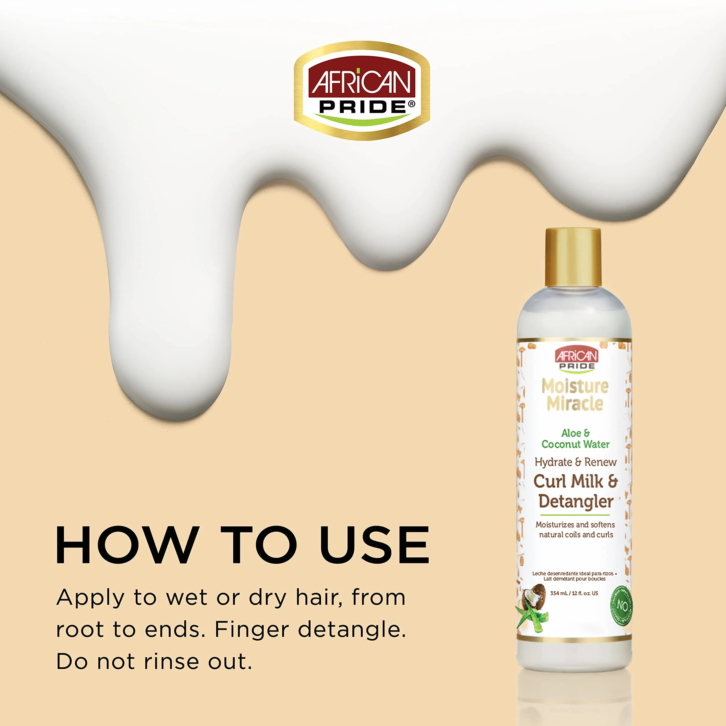 African Pride Hydrate & Renew Curl Milk & Hair Detangler do naturalnych cewek i loków, nawilża i kontroluje puszenie się