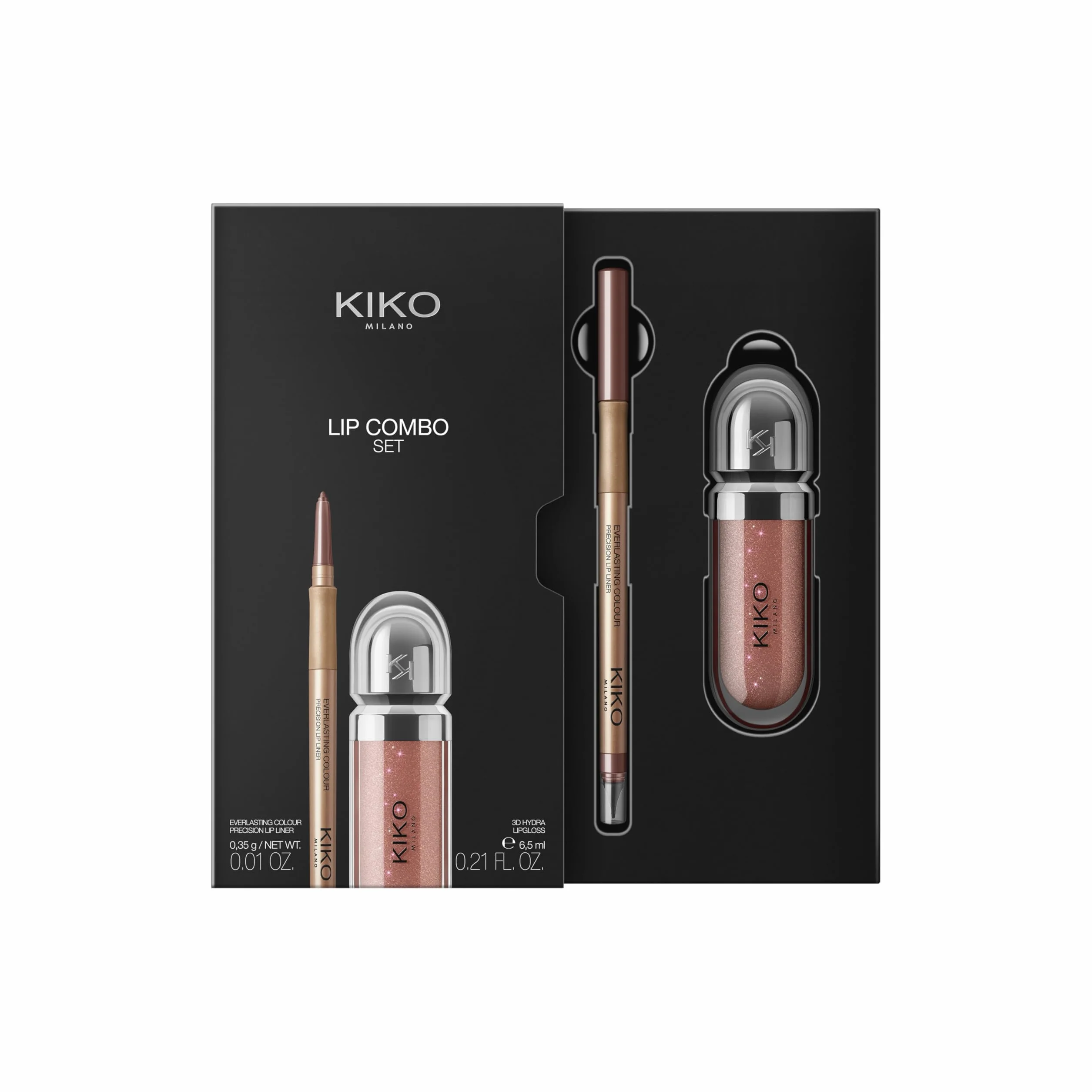 KIKO Milano Lip Combo Set 03, Zestaw Do Ust: Nawilżający Błyszczyk I Dopasowana Konturówka
