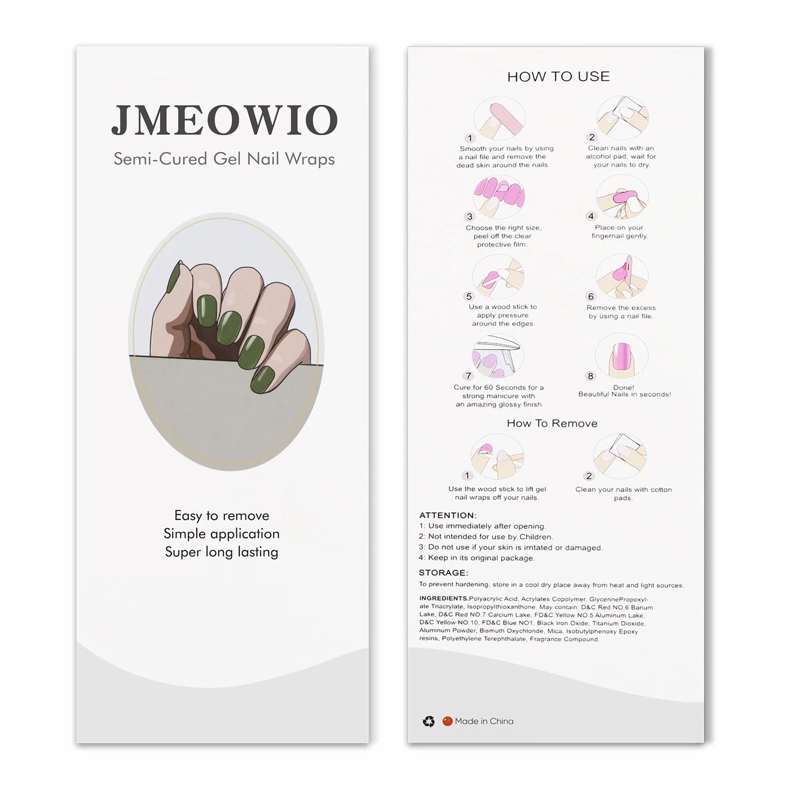 JMEOWIO Naklejka na paznokcie żel UV zielony kremowy żel do paznokci półutwardzone naklejki do paznokci Deco Nail Design Manicure