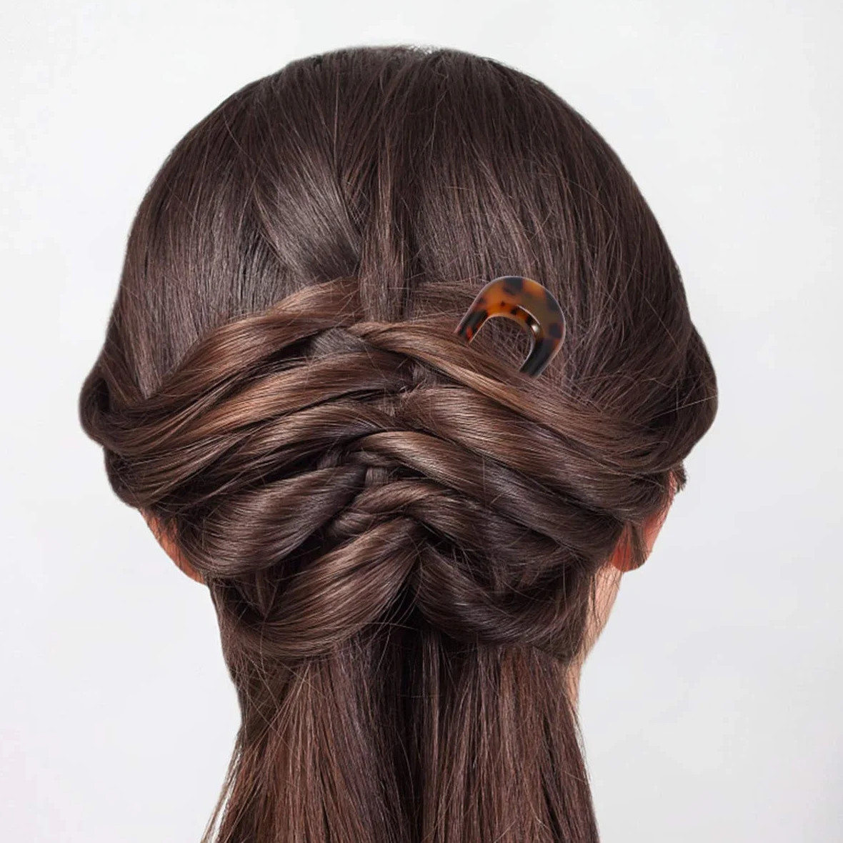 Minkissy 2 szt. francuski widelec do włosów celluloid Chignon szpilki do włosów wysoko upięta fryzura U trzpienie warkocz Twist Bobby Pins do bułek (kolor losowy)