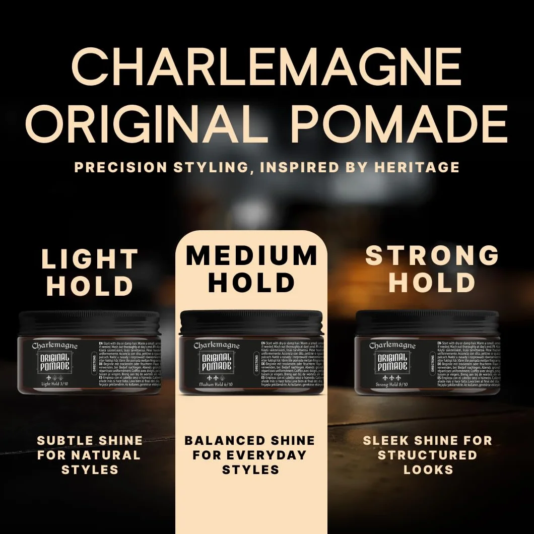 Pomada na bazie wody Charlemagne - idealny mocny uchwyt Pomada fryzjerska - Pielęgnacja włosów dla mężczyzn - 100 ml – Barbershop Hair Wax – pomada do włosów mocna - wosk do włosów dla mężczyzn