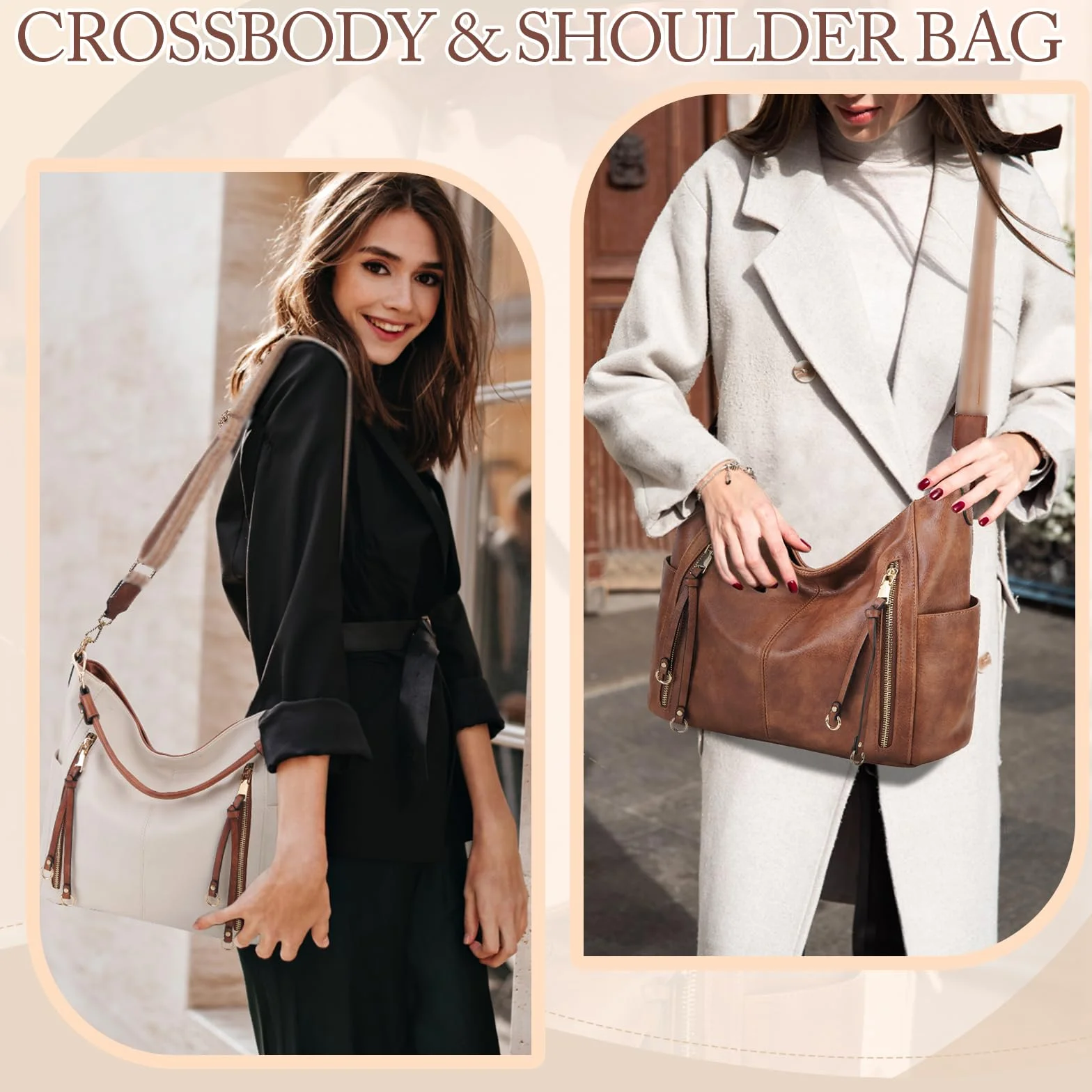 Chase Chic Torba hobo dla kobiet, torebka damska z poliuretanu, modna torba crossbody na ramię do pracy, podróży