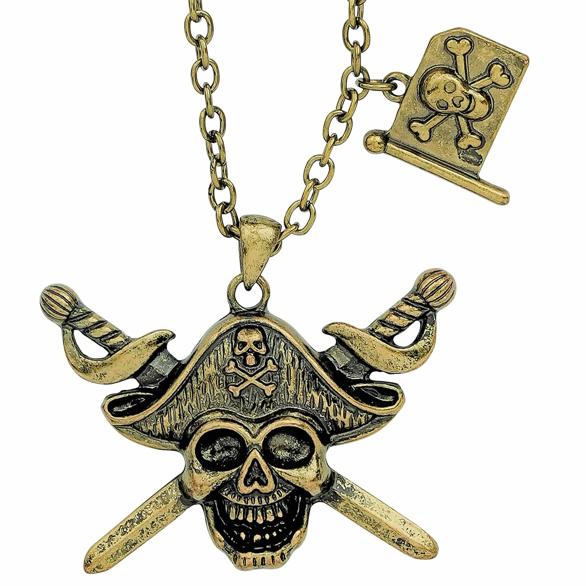 W WIDMANN MILANO Party Fashion 46748 - Naszyjnik z piracką czaszką i skrzyżowanymi mieczami z flagą piratów, biżuteria, obroża, pirat, karnawał, impreza tematyczna