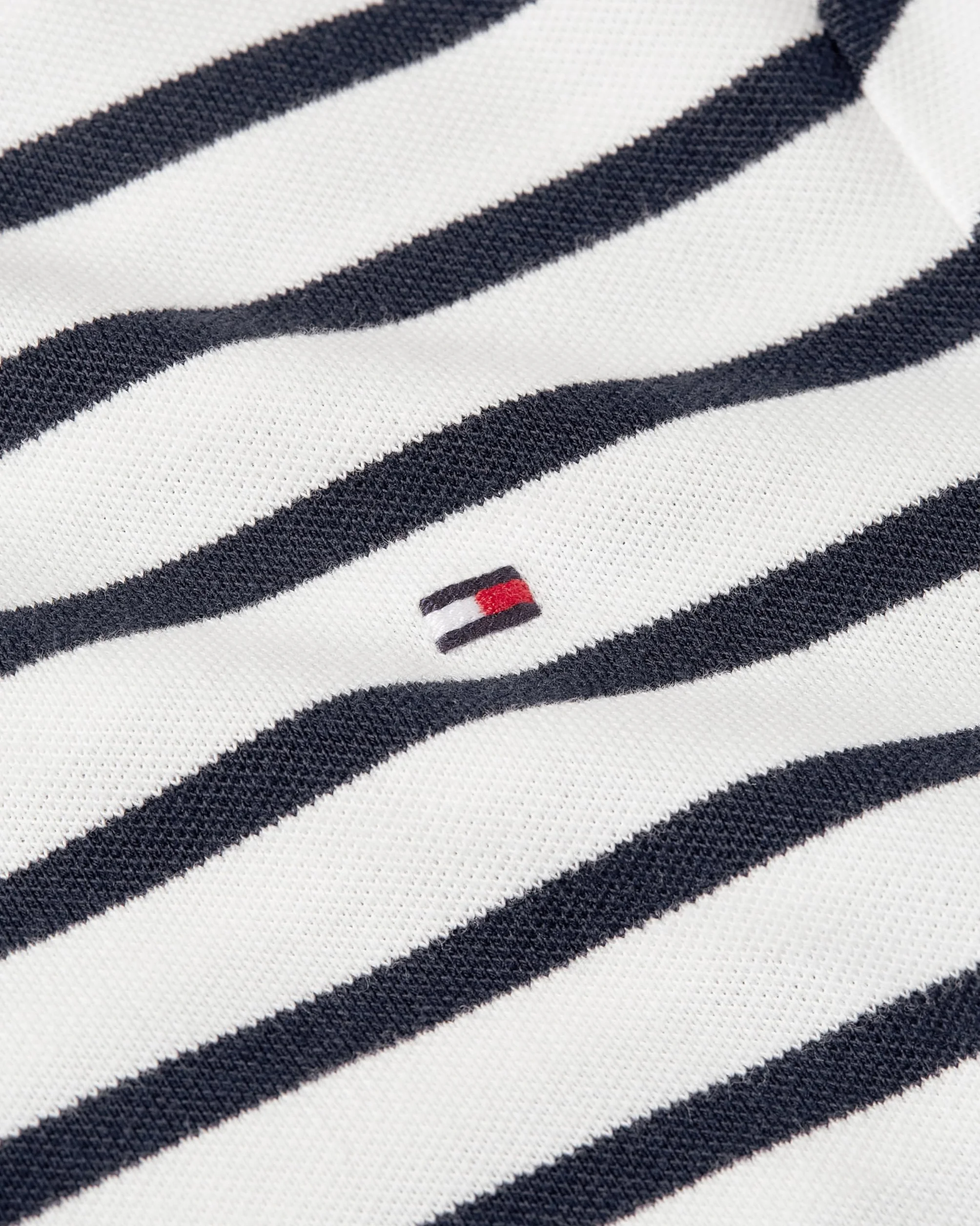 TOMMY HILFIGER Damska koszulka polo 1985 SLIM PIQUE SS WW0WW43225, niebieska, M, Niebieski (Breton Ecru/Dark Night Navy Stp), M
