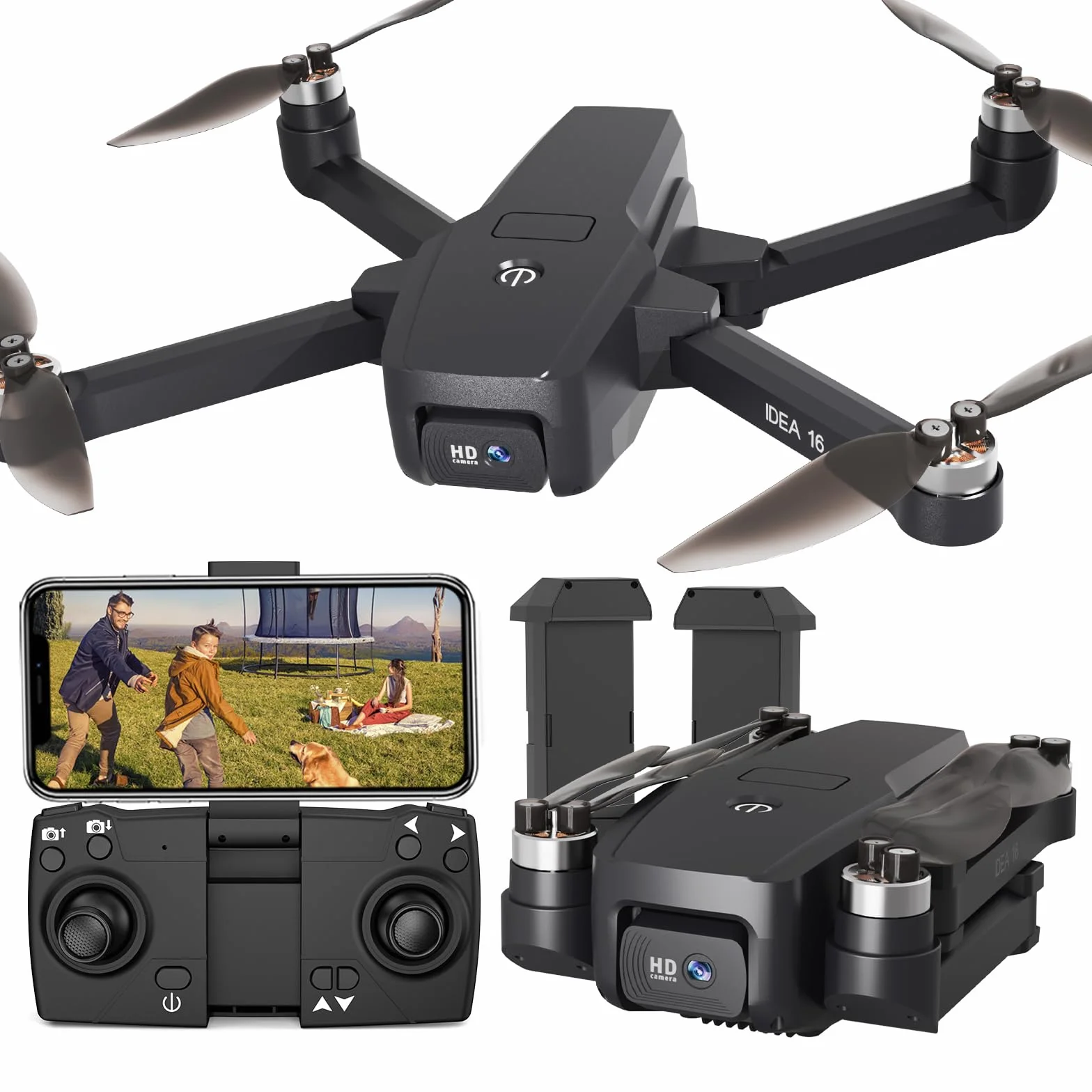 Dron z Kamerą 4k, Dron z Silnikiem Bezszczotkowym, Prędkość 40 km/h, 5GHz WIFI Drone z 2 Kamerami, 30 Minut Lotu, IDEA16 dla Dorosłych Początkujących, Quadcopter RC Pliable UAV C0