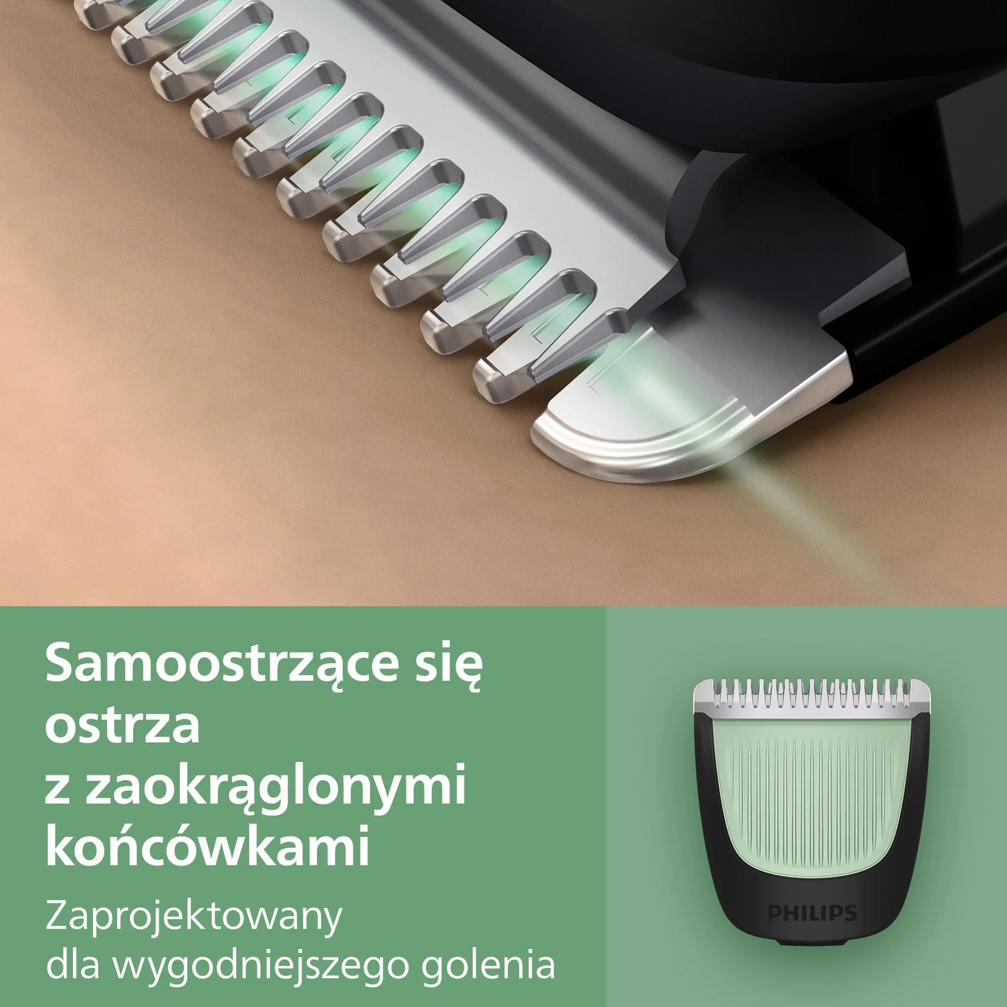 Philips Multigroom All-in-One z serii 3000: 9-elementowy trymer do twarzy, głowy i ciała, samoostrzące się, przyjazne dla skóry ostrza, 12 ustawień długości, model MG3946/15