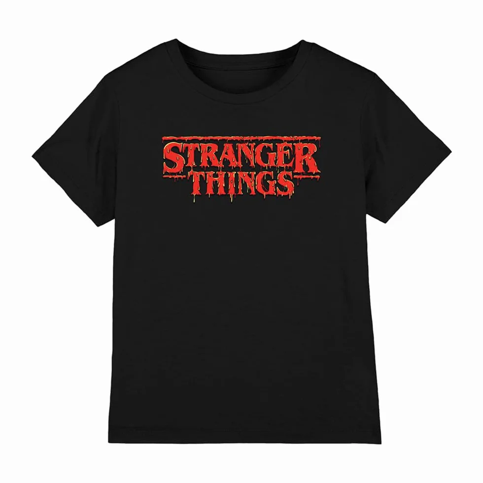 Stranger Things Unisex dziecięca koszulka z logo Red Drip, czarna