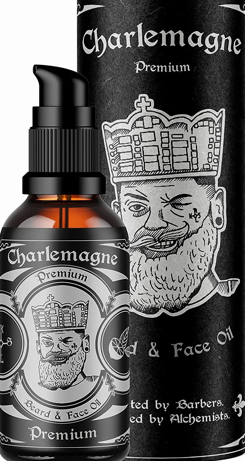 Olejek do brody Charlemagne - 100% wegański wyprodukowany w Niemczech, (Leather Scent) naturalny do pielęgnacji, stymuluje wzrost - Wegański Beard Oil