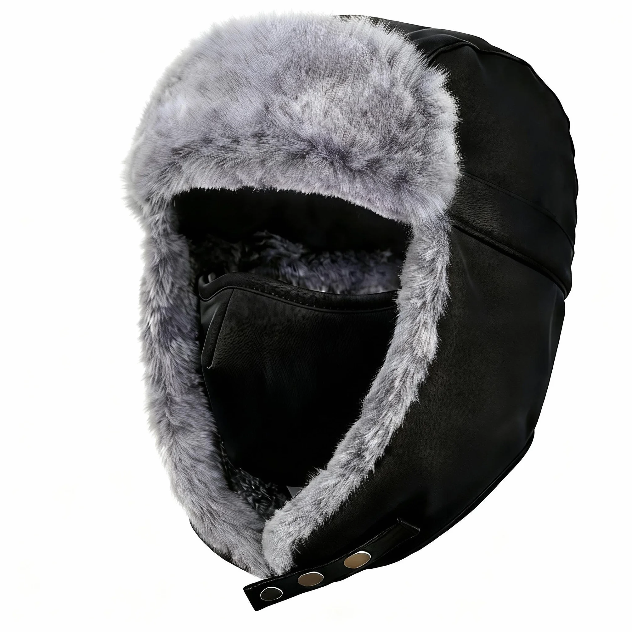 Unigear zimowa czapka pilotka z nausznikami, unisex, ciepła, ze sztucznego futra, z wiatroszczelną, zdejmowaną maską na twarz, do jazdy na nartach, łyżwach i innych aktywności na świeżym powietrzu
