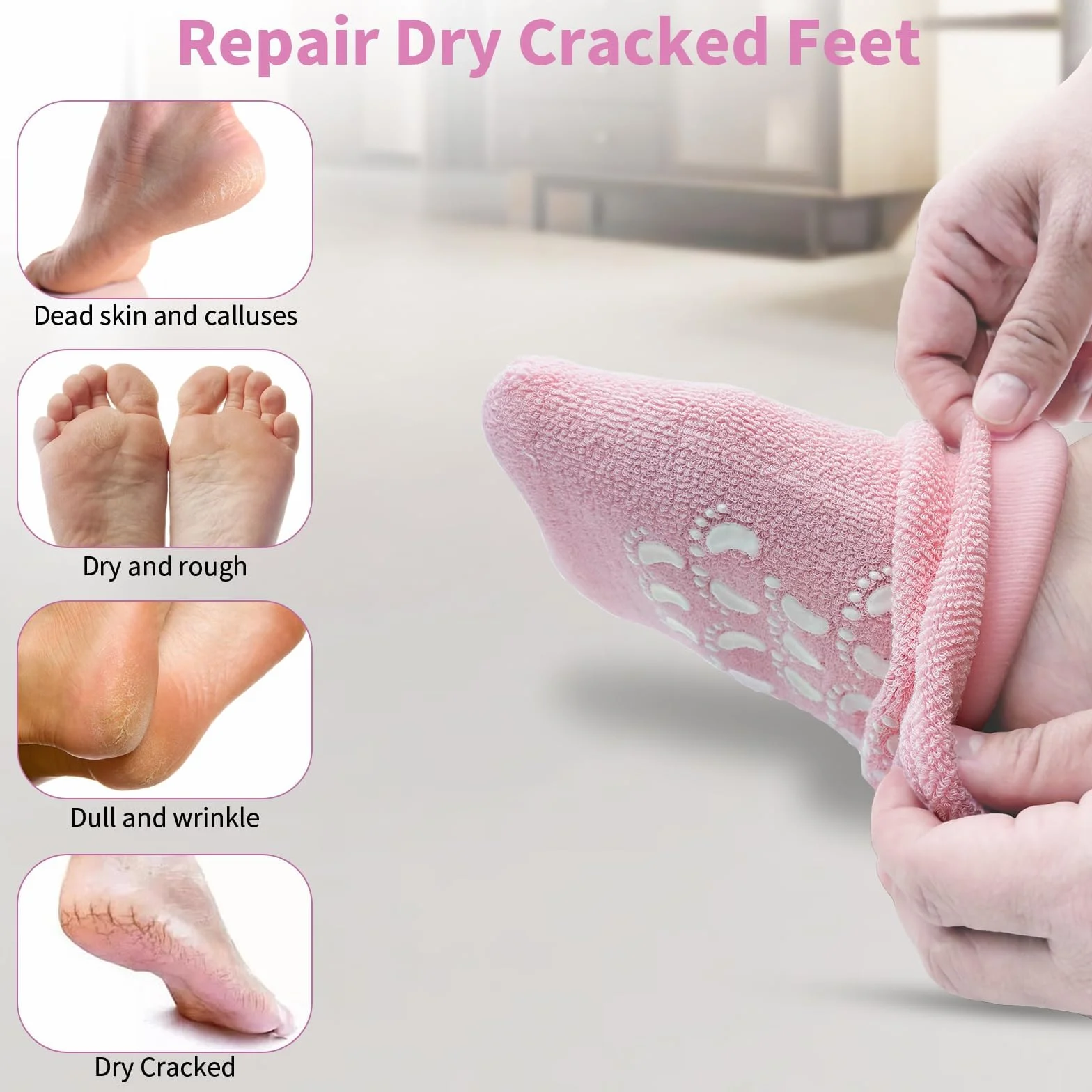 Silikonowe skarpetki nawilżające do pedicure na suche i popękane stopy