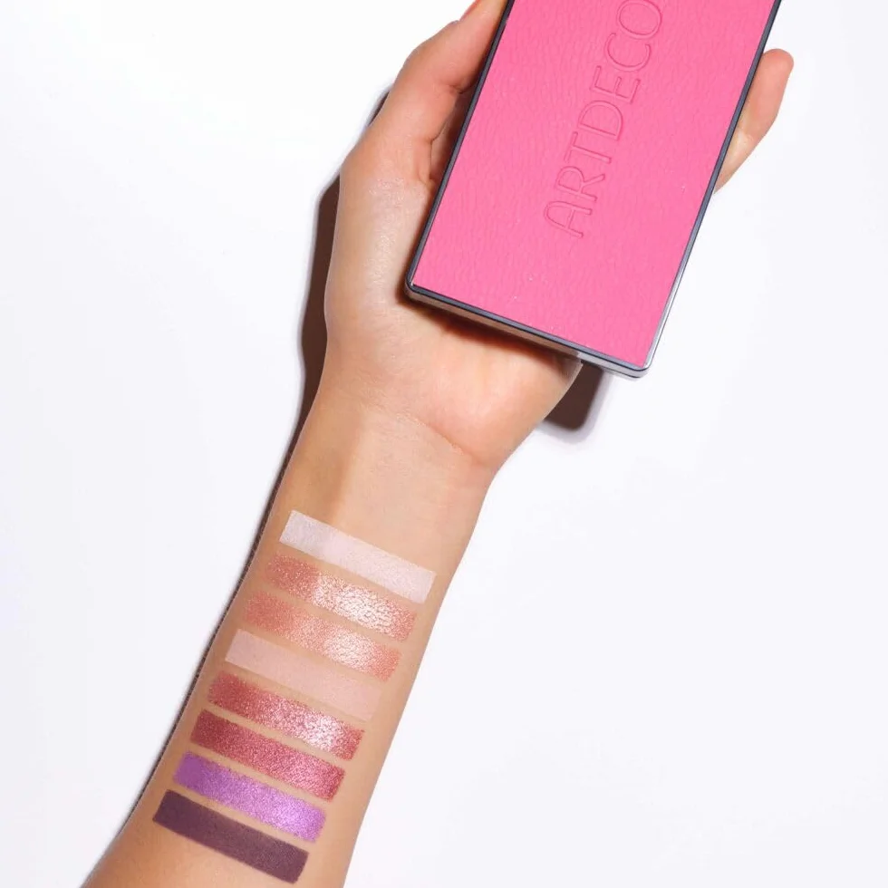 ARTDECO Paleta eyelights – 8 cieni do pudru o intensywnym kryciu, Summer Vibes, limitowana edycja, skórzane wzornictwo i wbudowane lustro – 1 x 1 szt
