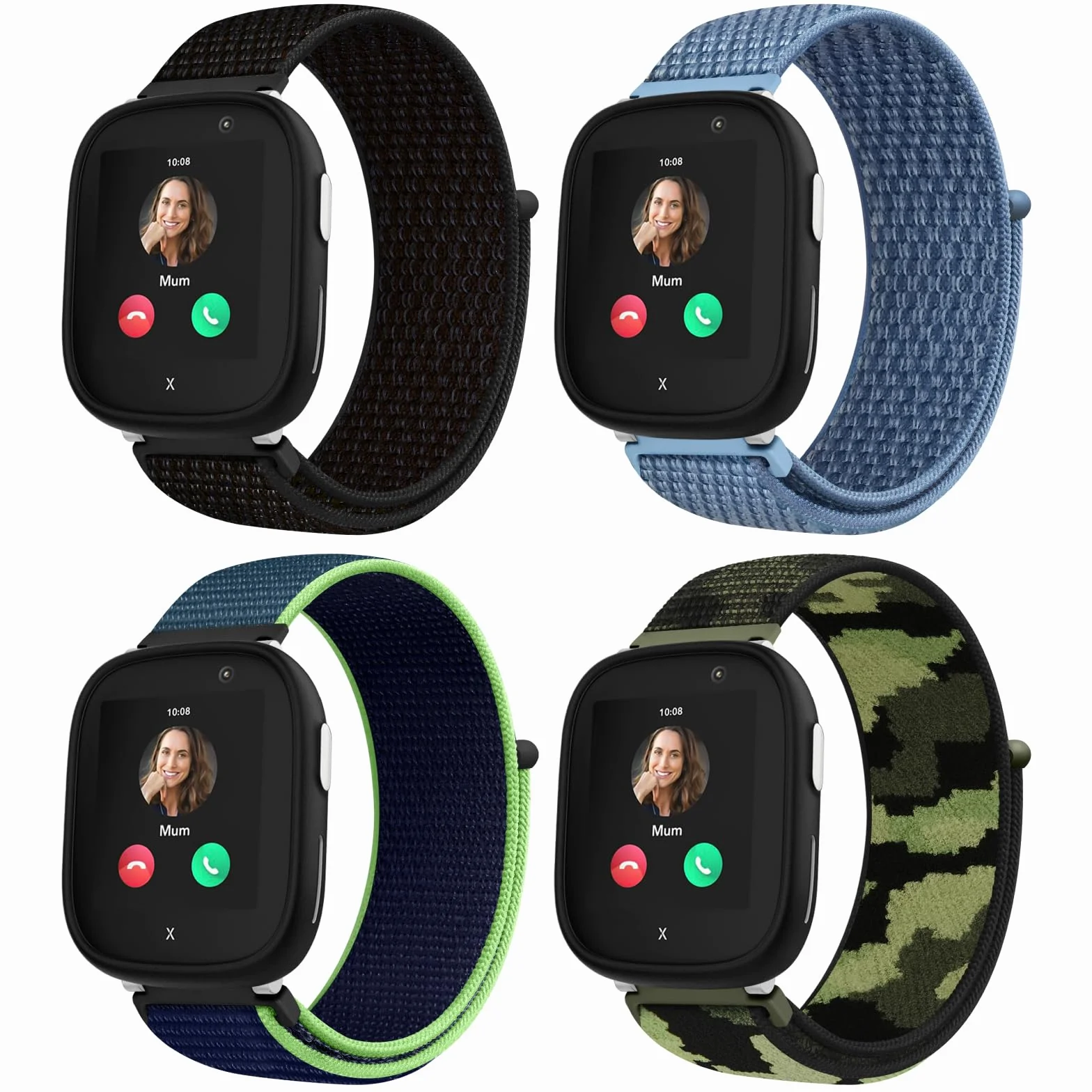 4 sztuki nylonowych opasek dla dzieci, kompatybilne z Xplora X6 Play, 20 mm, miękkie, regulowane paski na rzepy, łatwe do noszenia, do Xplora X6 Play / X6 Pro / Anio6 / Anio5, dla dziewcząt