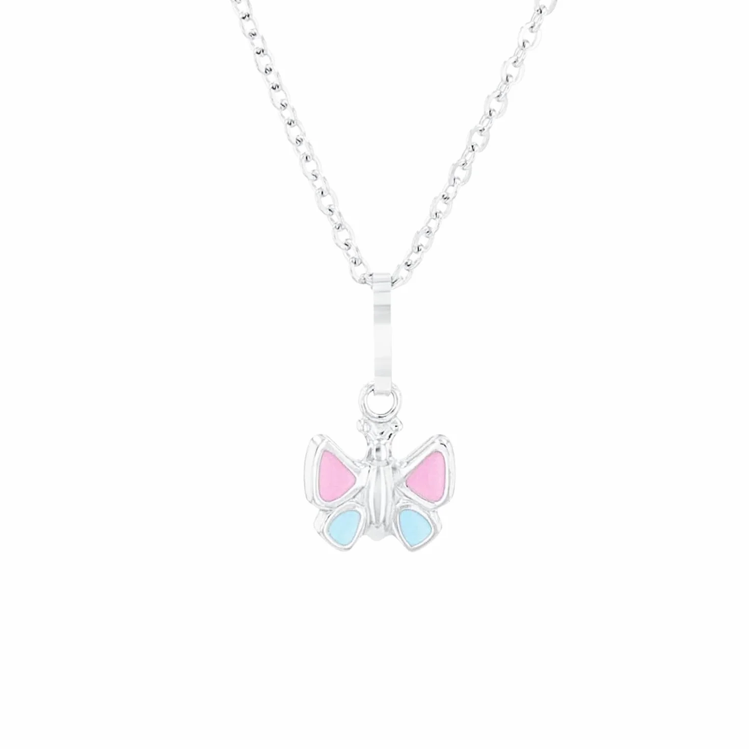 Amor Łańcuszek dziecięcy z zawieszką w kształcie motyla, srebro wysokiej próby 925, 35 + 3 cm