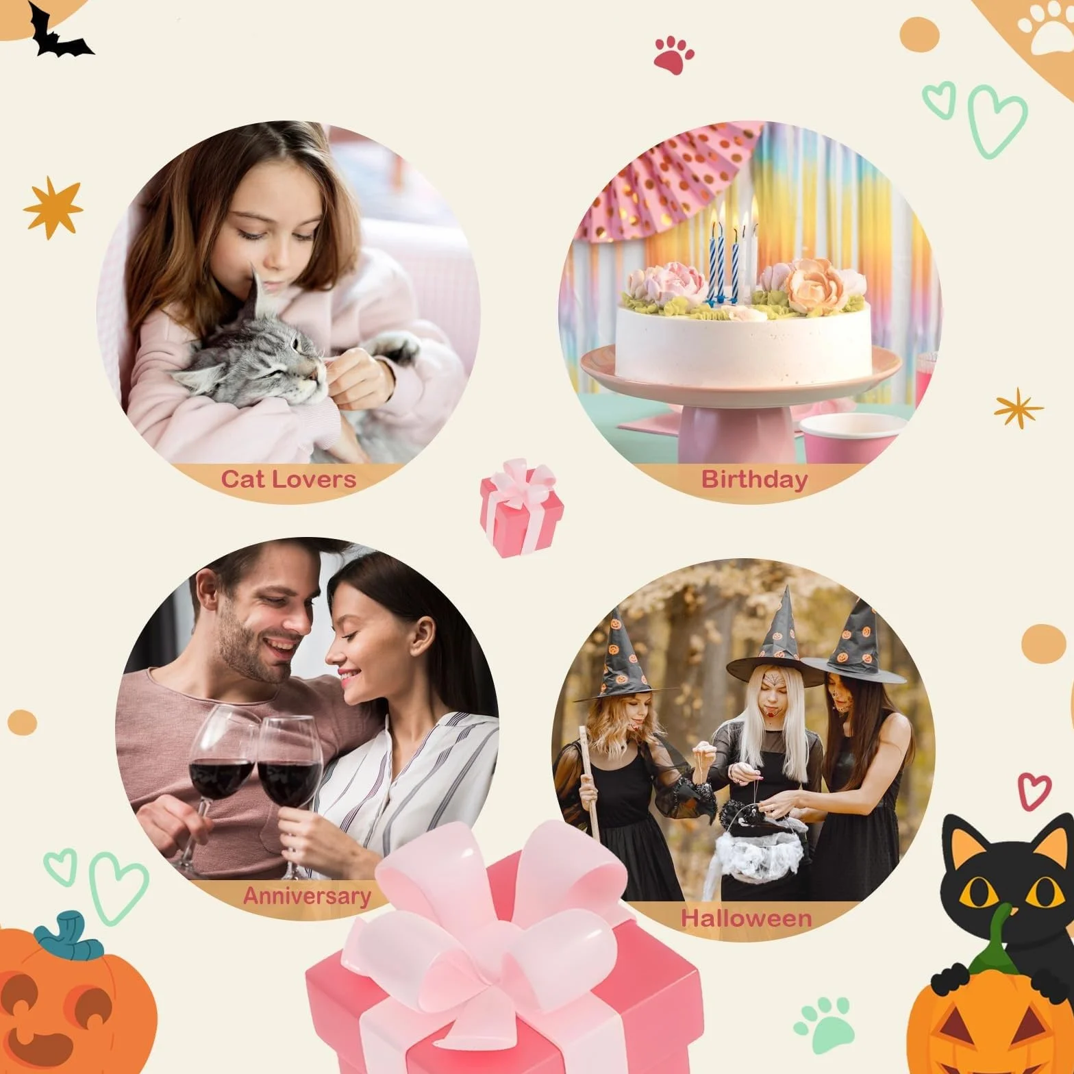Kolczyki damskie z kotami, czarne – kolczyki na Halloween, biżuteria dla kobiet i dziewcząt – urocze kolczyki z kotem jako prezent dla miłośników kotów – trwałe, lekkie i uniwersalne, na co dzień i na