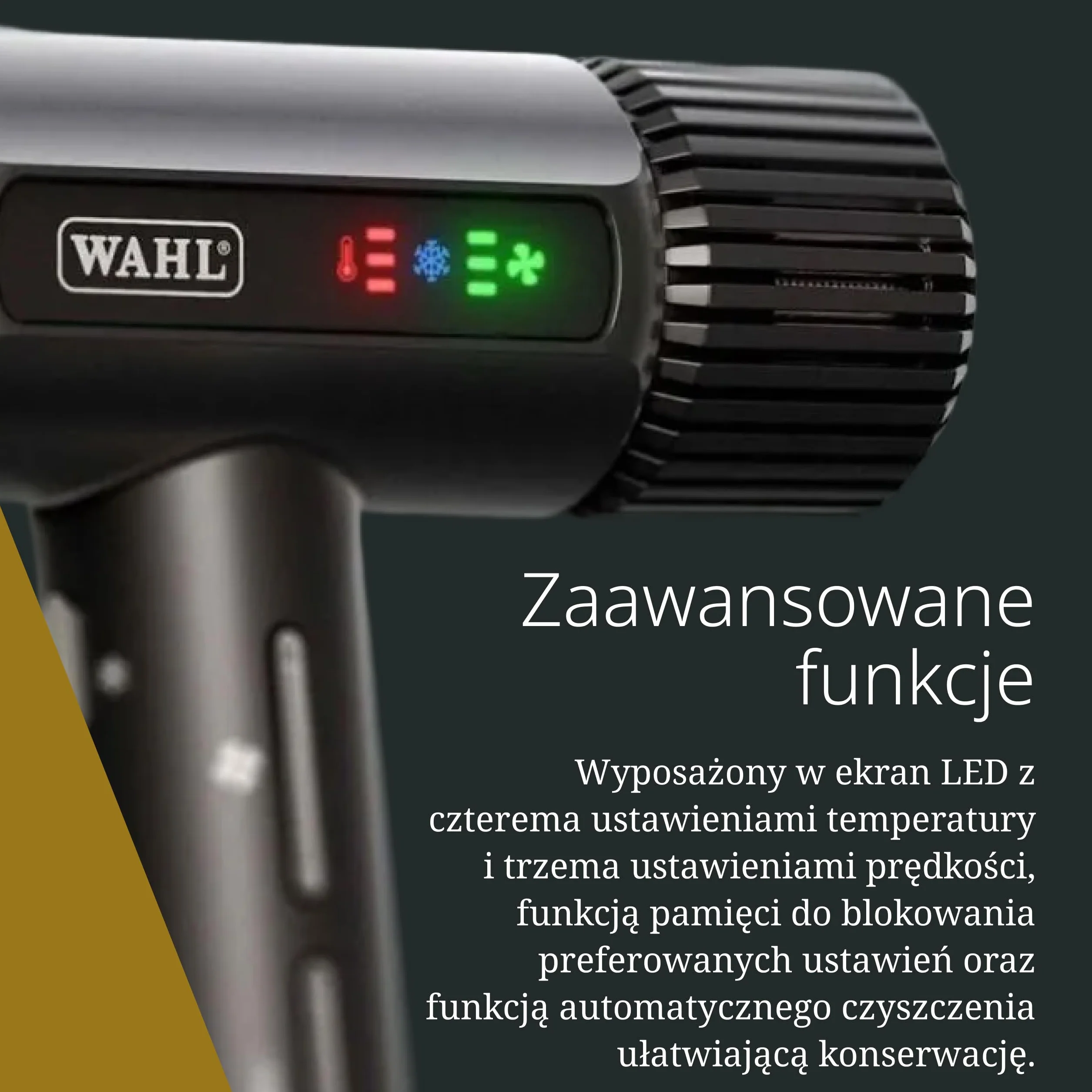 Wahl Vanquish - profesjonalna suszarka do włosów - szybkie suszenie - z magnetycznymi dyszami i dyfuzorem - Czarny