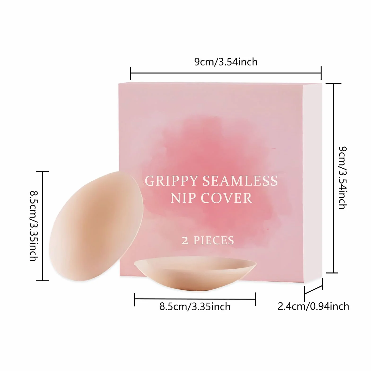 Nipple Covers for Women, Breast Lift Tape, Sweatproof Adhesive Bra, Invisible Sticky Inserts, Ideal for Backless Dresses, Plunging Necklines, Cosplay, Halter Top, Weddings, 8.5x8.5cm Silicone