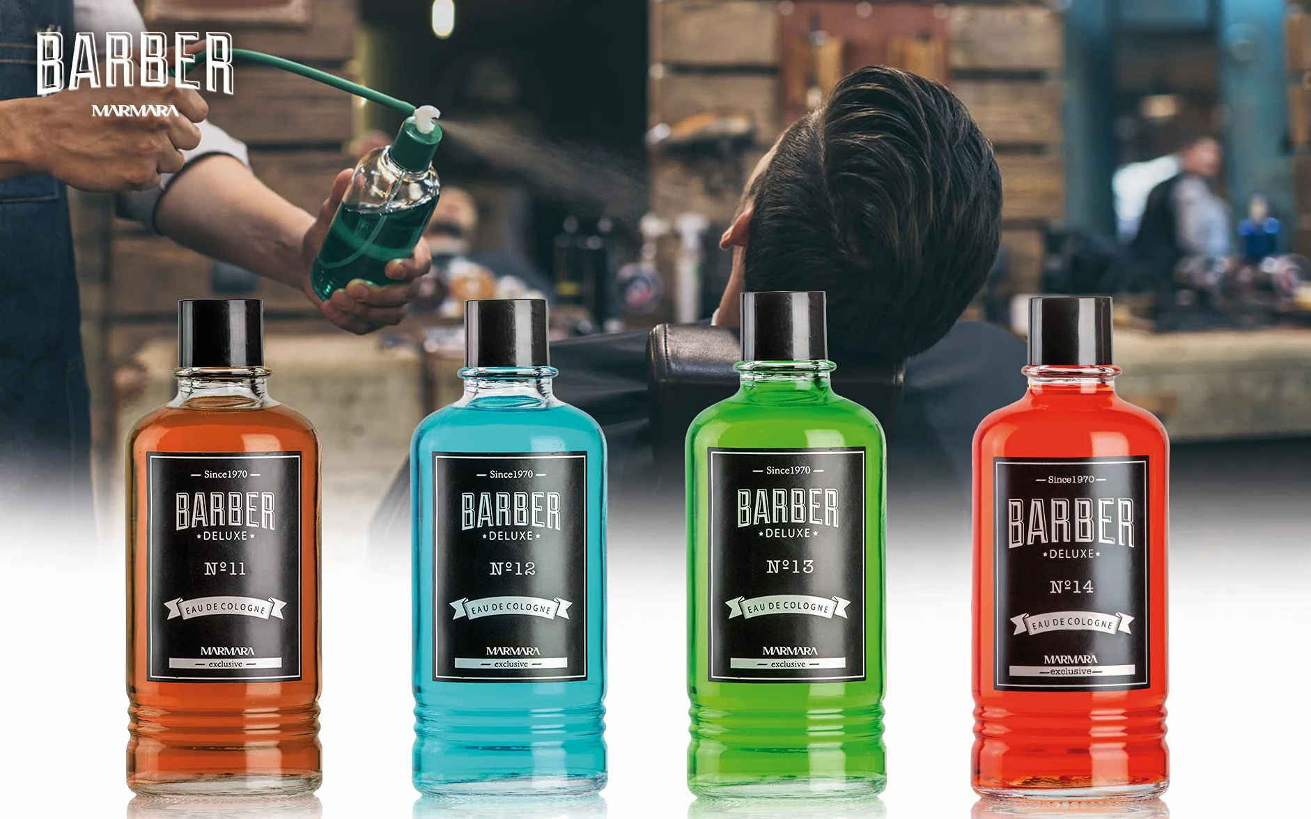 BARBER MARMARA No.13 Eau de Cologne męska Splash Deluxe w szklance Flacon 1 x 400 ml - After Shave Men - Woda zapachowa - Woda po goleniu - Odświeża chłodzi - zapach męski - dezynfekujący alkohol 70°