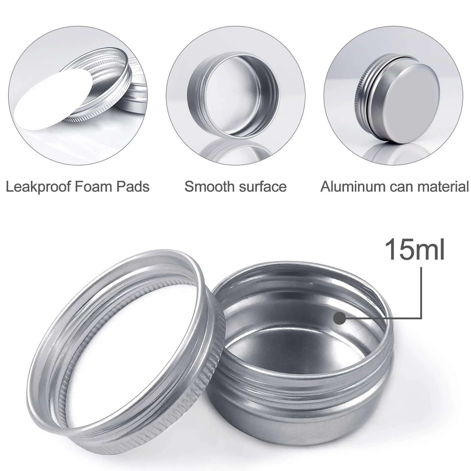 Redamancy Opakowanie 10 aluminiowych puszek aluminiowych, puszka 15 ml, słoiki na śmietankę, podróżne, mała, metalowa puszka na świece DIY, kremowe, kosmetyki (srebrne)