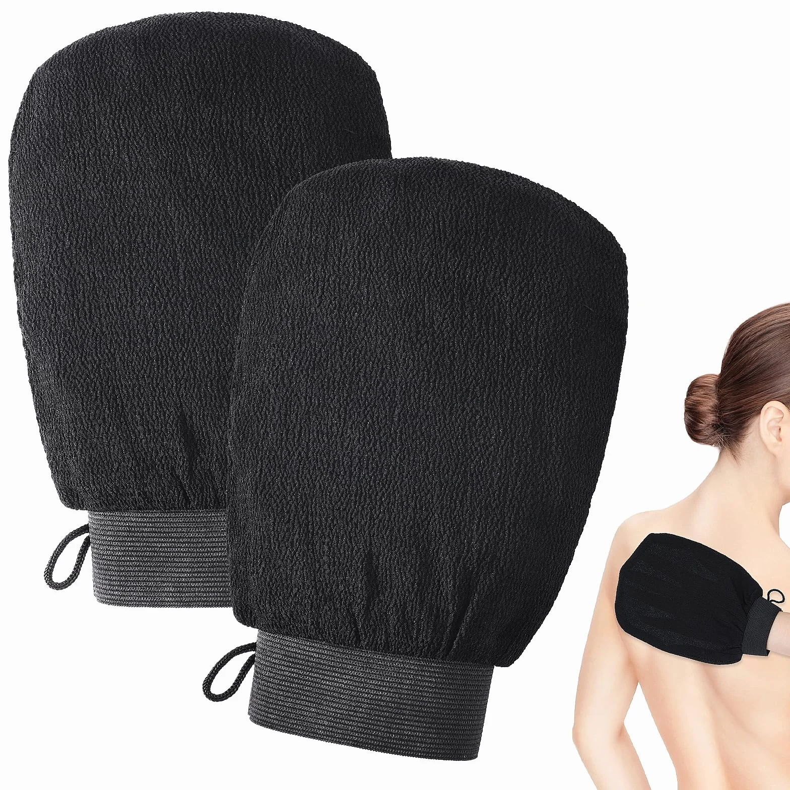 Rękawice złuszczające 2PCS, głęboko złuszczający peeling do ciała pod prysznic, złuszczająca rękawica do peelingu ciała, zmywacz martwej skóry i rękawica złuszczająca dla kobiet i mężczyzn