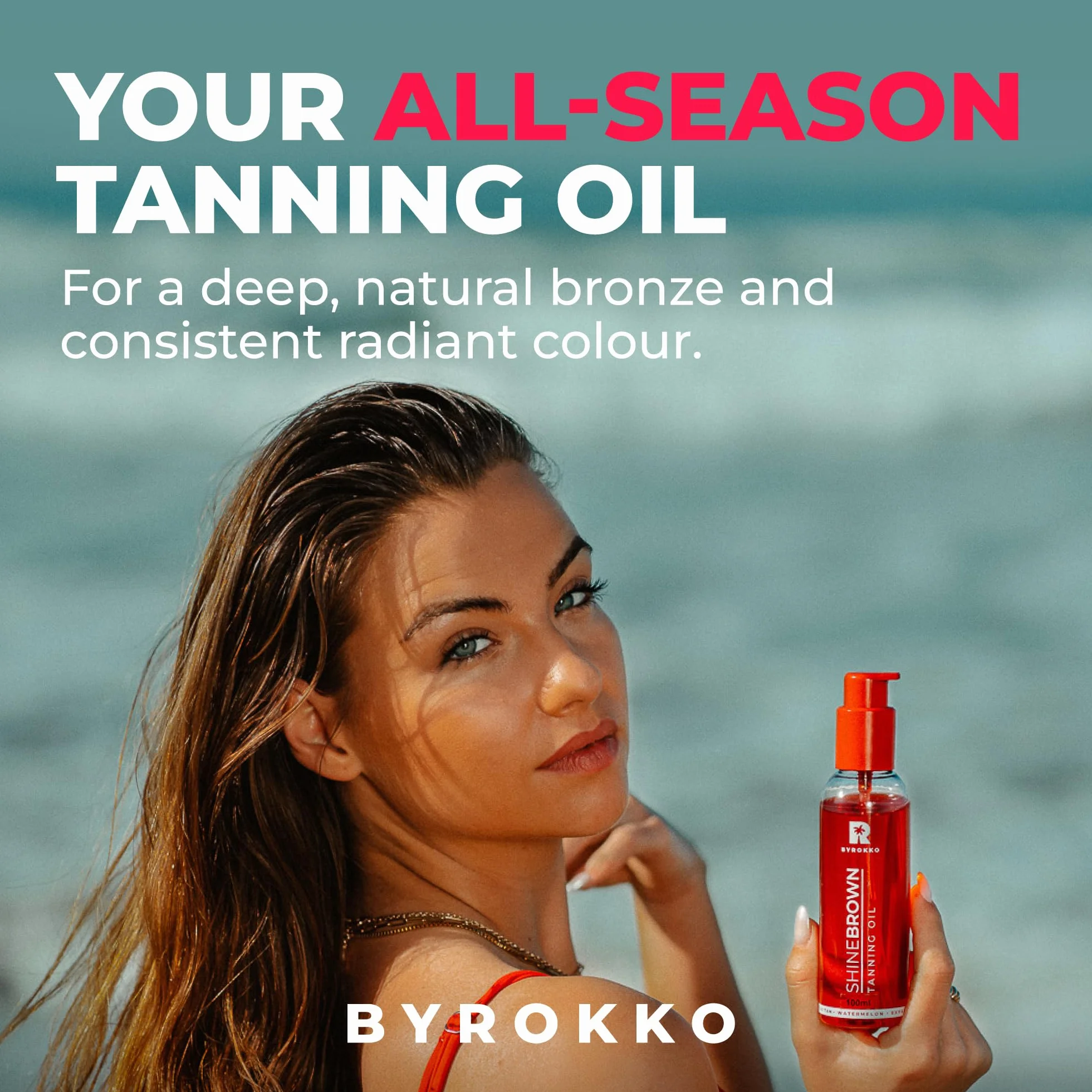 BYROKKO Olejek do opalania Shine Brown Watermelon (145 ml), Olejek do opalania do stosowania na słońcu i w solarium, Super aktywny olejek dla maksymalnego opalenia