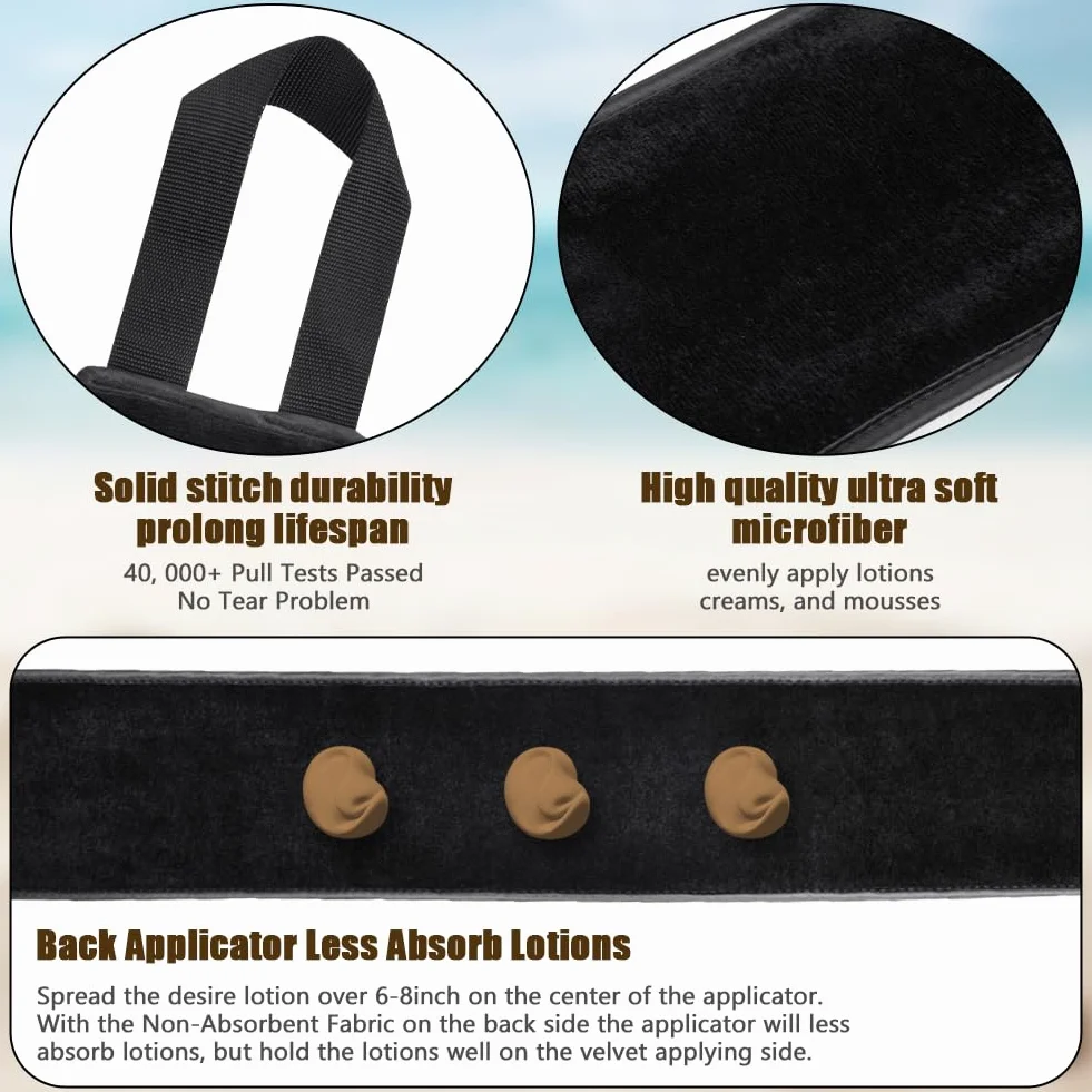 LOPHE Aplikator samoopalający, 5-częściowy czarny aplikator balsamu do pleców, aplikator Sunless Tanning Mitt aplikator balsam do opalania, opalarka strumieniowa