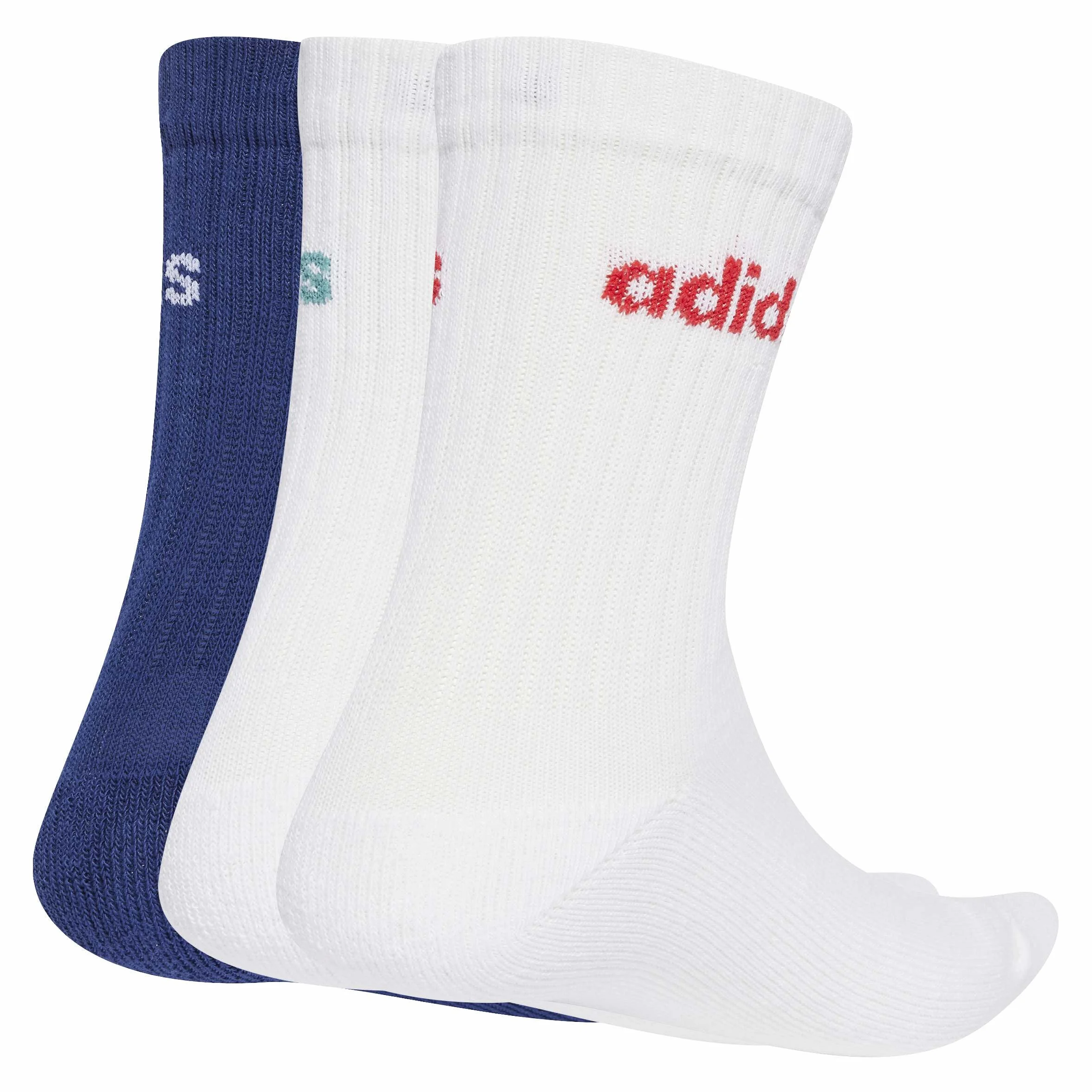 adidas Uniseks Linear Crew Cushioned Socks 3 Pairs, Dark Blue/White/White, 6.5-8