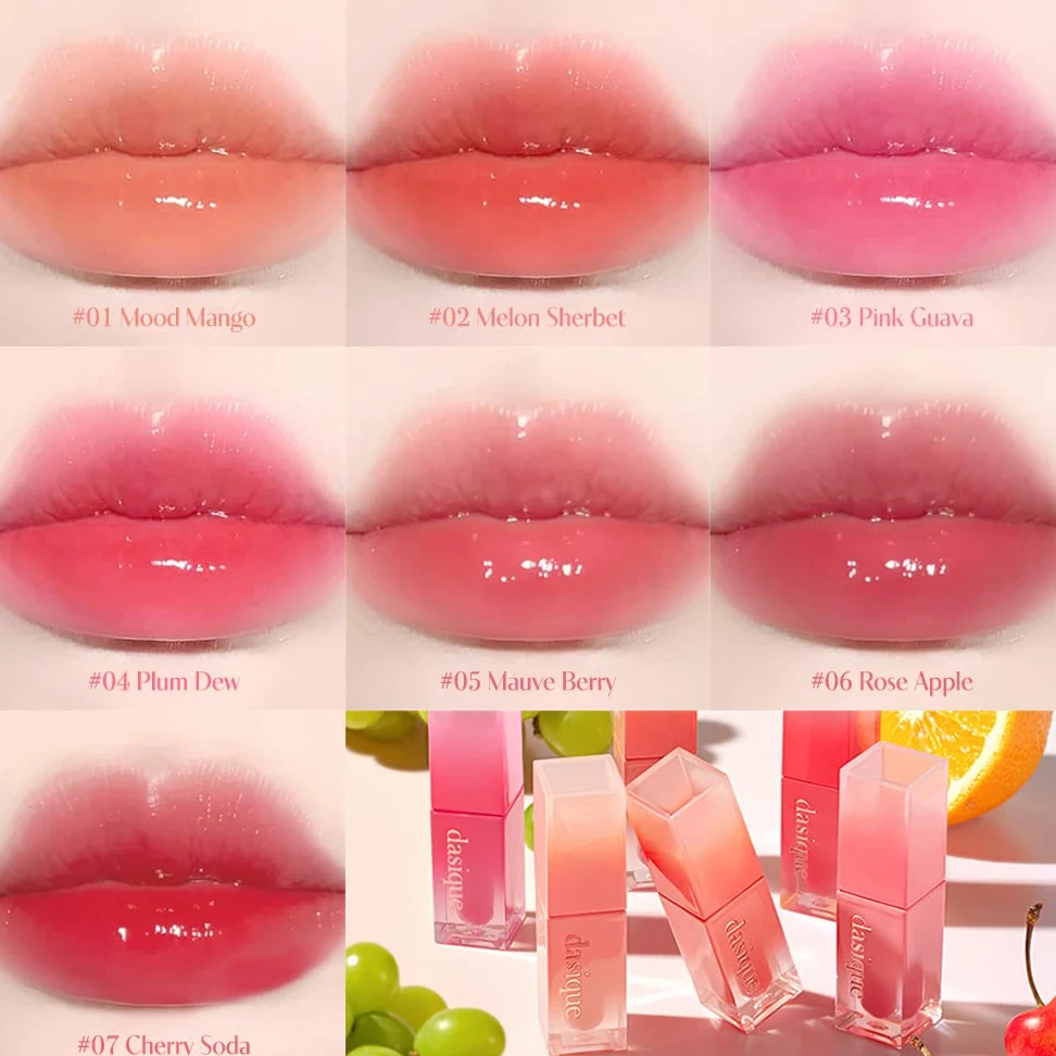 dasique Juicy Dewy Tint (07 Cherry Soda) | Długotrwałe błyszczące plamy do ust, nieprzylepne, wegańskie, bez okrucieństwa