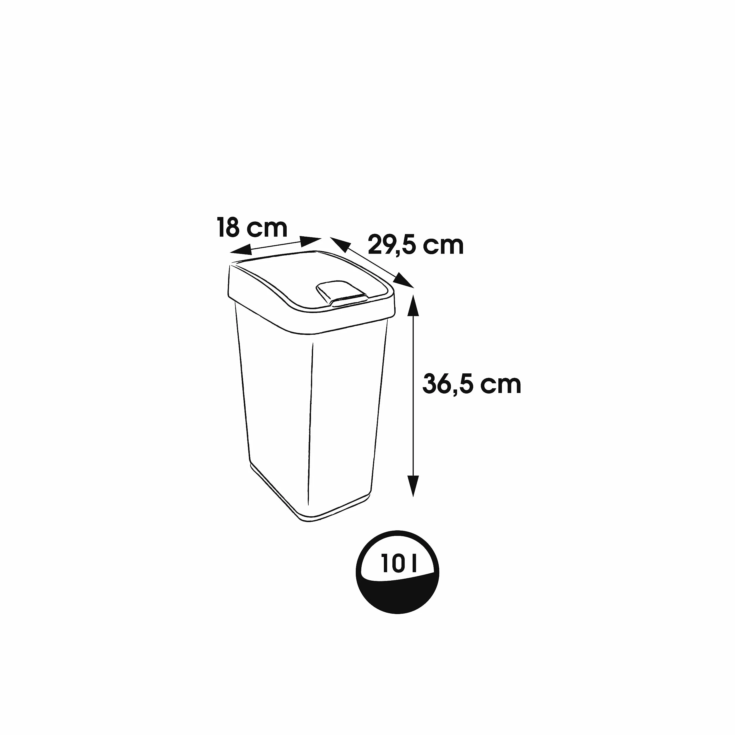 Kosz na śmieci keeeper premium z naciskaną pokrywą, Soft Touch, 10 l, Magne, Grafitowo-szary