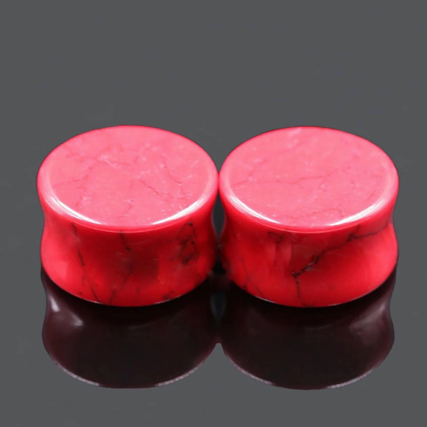 2 szt. 6 mm (2G) czerwony turkus podwójny flara solidny kamień grubość 12 mm przedłużacz końcówki do uszu przyrządy pomiarowe piercing biżuteria dla mężczyzn i kobiet